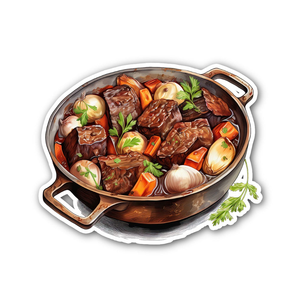 Hearty stew Sticker, Waterproof Vinyl Decal Sticker Indoor Or Outdoor 2 (Pieces) 3" and 5"