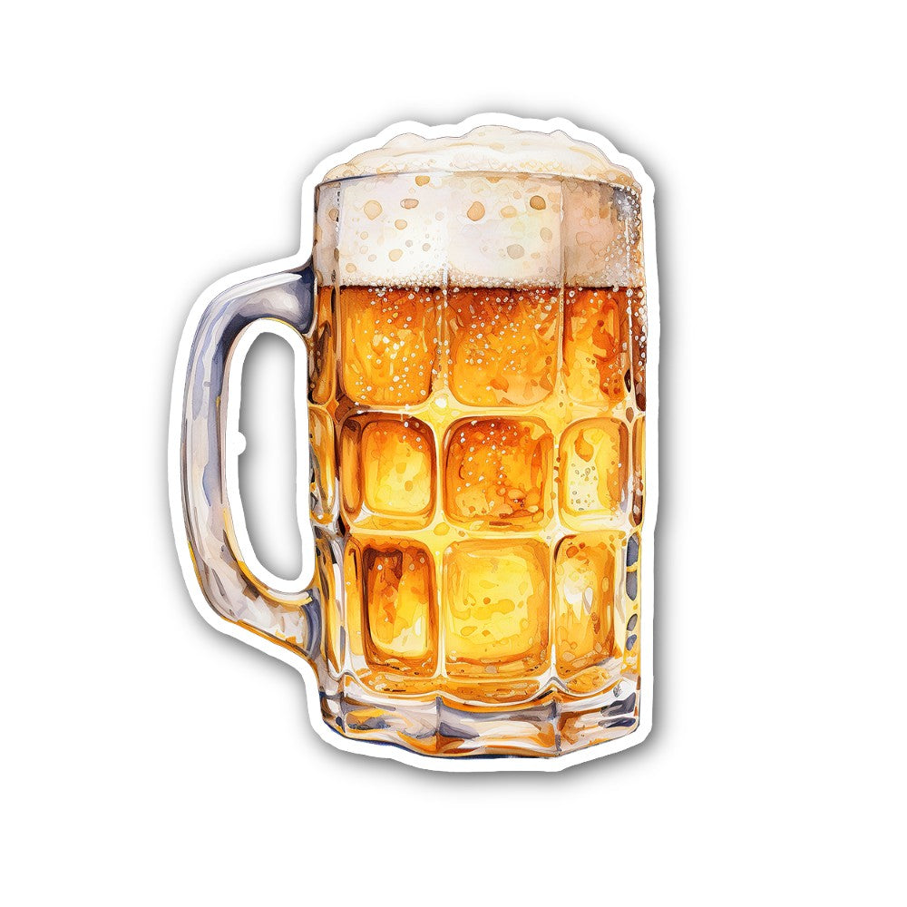 Beer mug filled with beer Sticker, Waterproof Vinyl Decal Sticker Indoor Or Outdoor 2 (Pieces) 3" and 5"