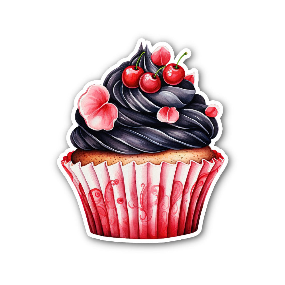Dark frosting  cupcake Sticker, Waterproof Vinyl Decal Sticker Indoor Or Outdoor 2 (Pieces) 3" and 5"