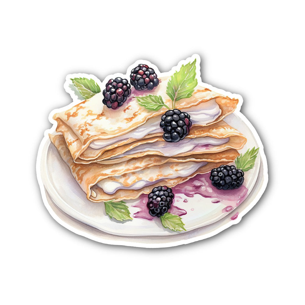 Crepes topped with cream Sticker, Waterproof Vinyl Decal Sticker Indoor Or Outdoor 2 (Pieces) 3" and 5"