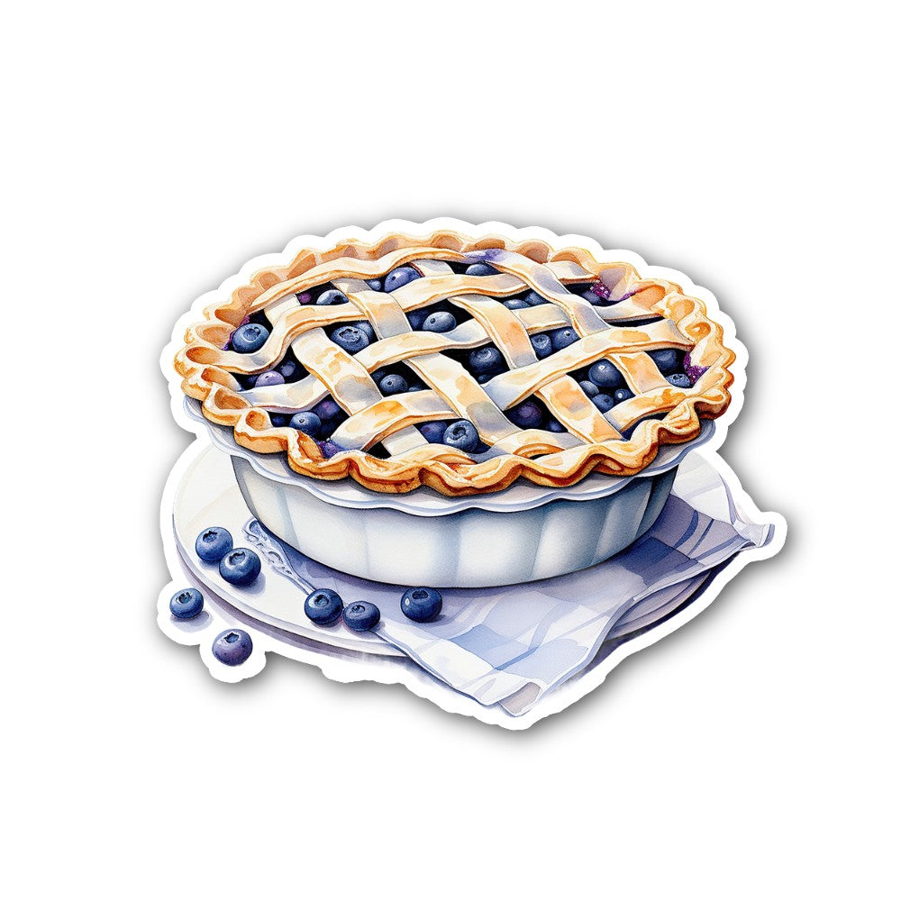 Blueberry pie Sticker, Waterproof Vinyl Decal Sticker Indoor Or Outdoor 2 (Pieces) 3" and 5"