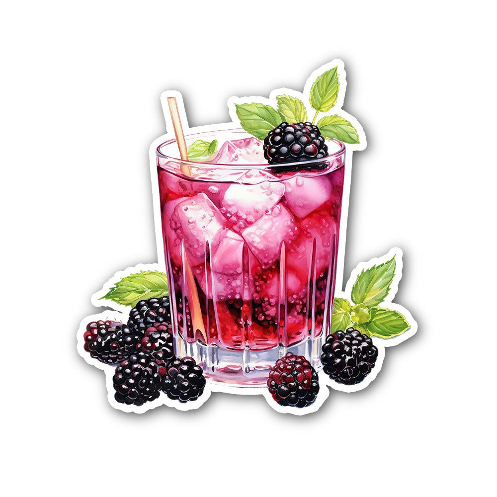 Bramble cocktail Sticker, Waterproof Vinyl Decal Sticker Indoor Or Outdoor 2 (Pieces) 3" and 5"