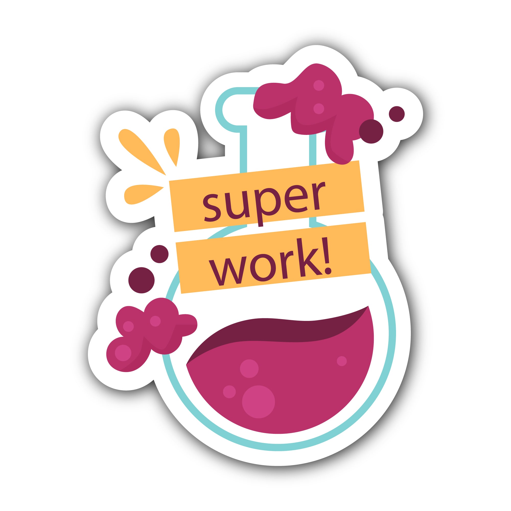 Super Work Text Sticker, Waterproof Vinyl Decal Sticker Indoor Or Outdoor 2 (Pieces) 3" and 5"