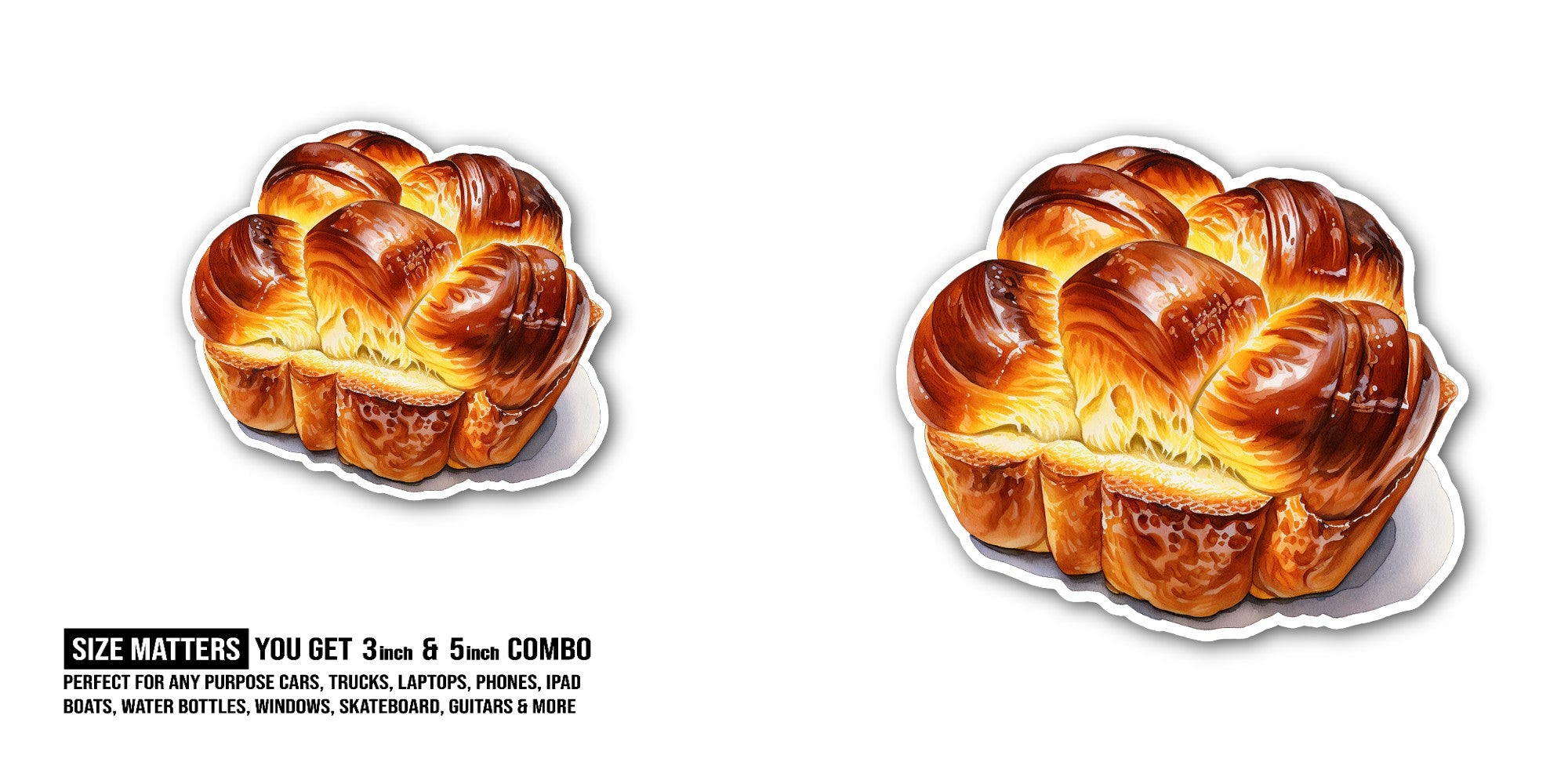 Yummy Bakery Bread Sticker, Waterproof Vinyl Decal Sticker Indoor Or Outdoor 2 (Pieces) 3" and 5"