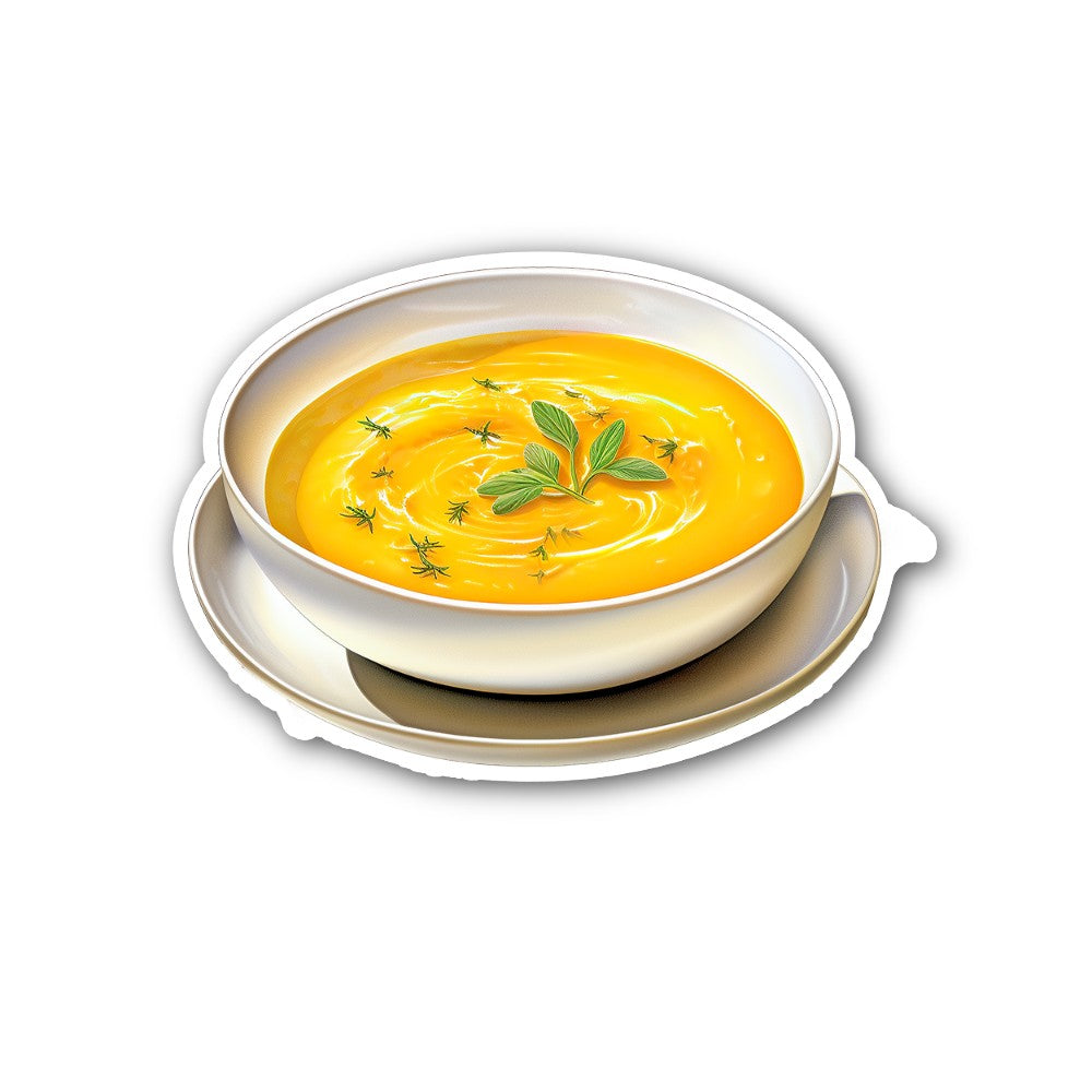 A Bowl Of Yummy Pumpkin Soup Sticker, Waterproof Vinyl Decal Sticker Indoor Or Outdoor 2 (Pieces) 3" and 5"