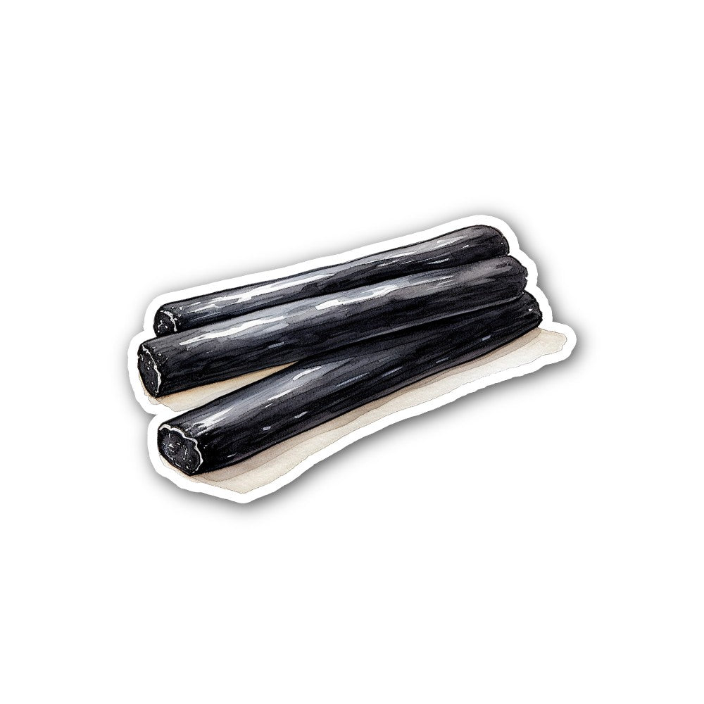 Black Licorice Stick Sticker, Waterproof Vinyl Decal Sticker Indoor Or Outdoor 2 (Pieces) 3" and 5"