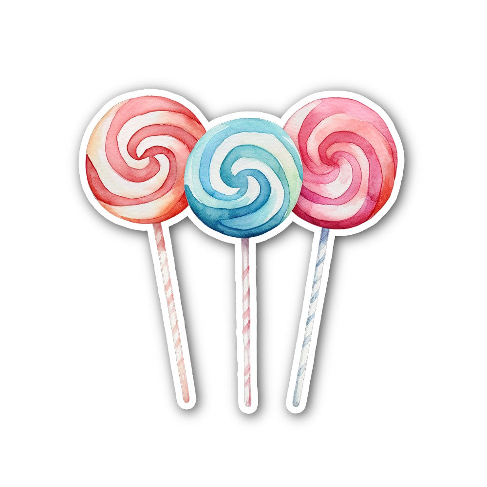 Colorful lollipop candy Sticker, Waterproof Vinyl Decal Sticker Indoor Or Outdoor 2 (Pieces) 3" and 5"