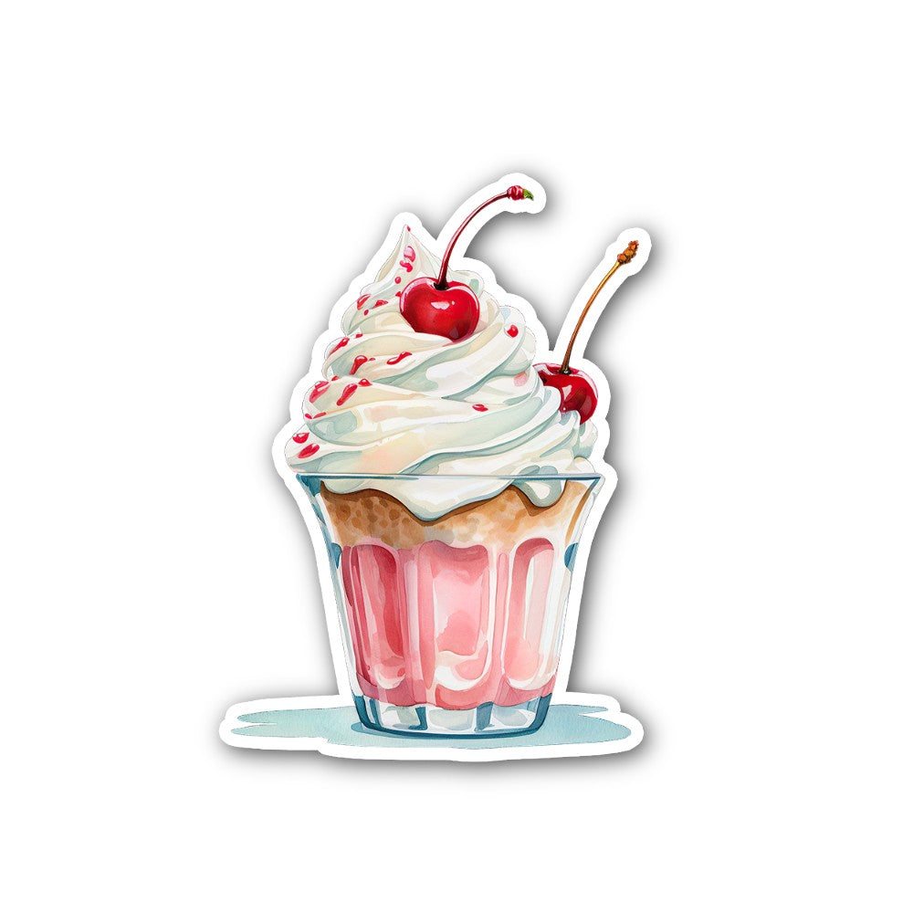 Yummy Cup of ice cream Sticker, Waterproof Vinyl Decal Sticker Indoor Or Outdoor 2 (Pieces) 3" and 5"