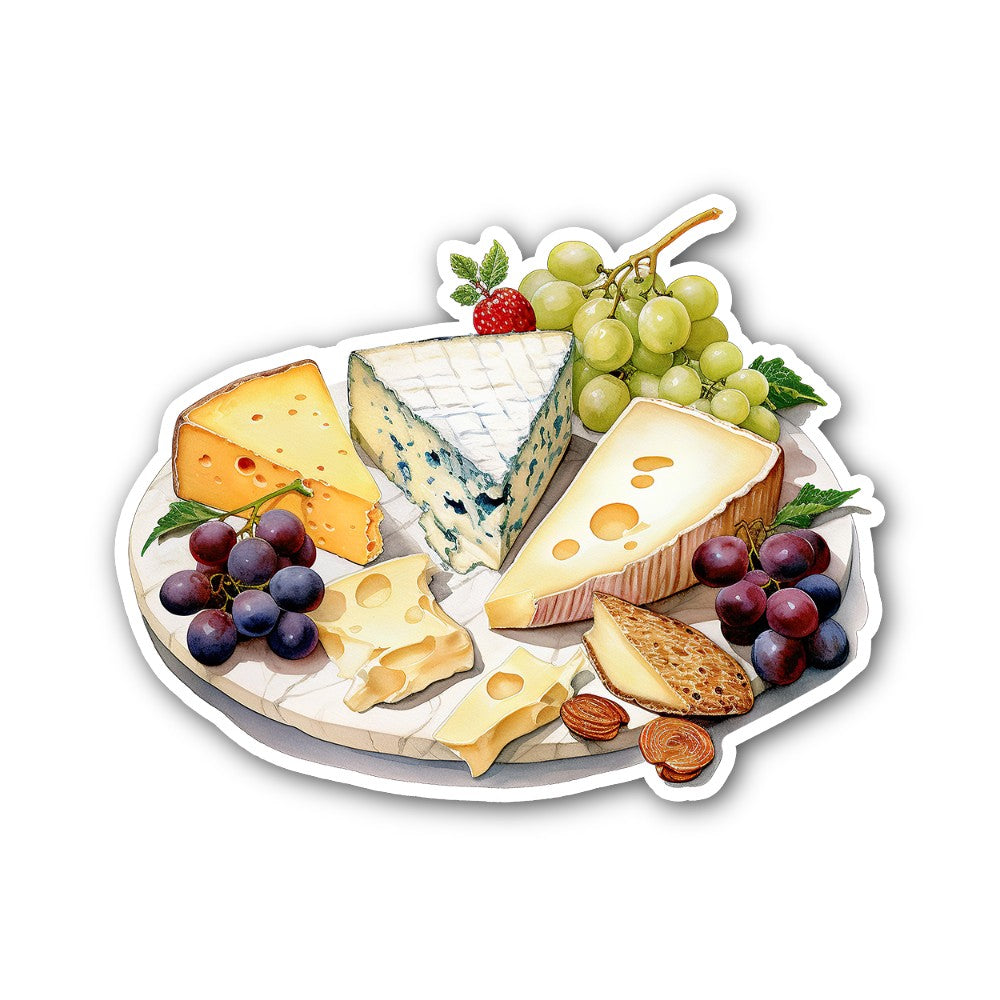 Cheese Board With Fruit Sticker, Waterproof Vinyl Decal Sticker Indoor Or Outdoor 2 (Pieces) 3" and 5"