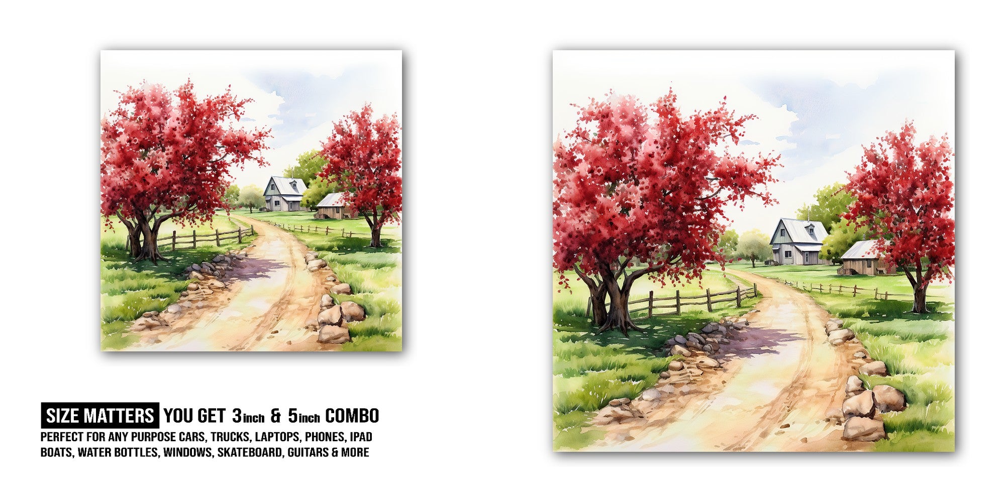 Beautiful park Sticker, Waterproof Vinyl Decal Sticker Indoor Or Outdoor 2 (Pieces) 3" and 5"