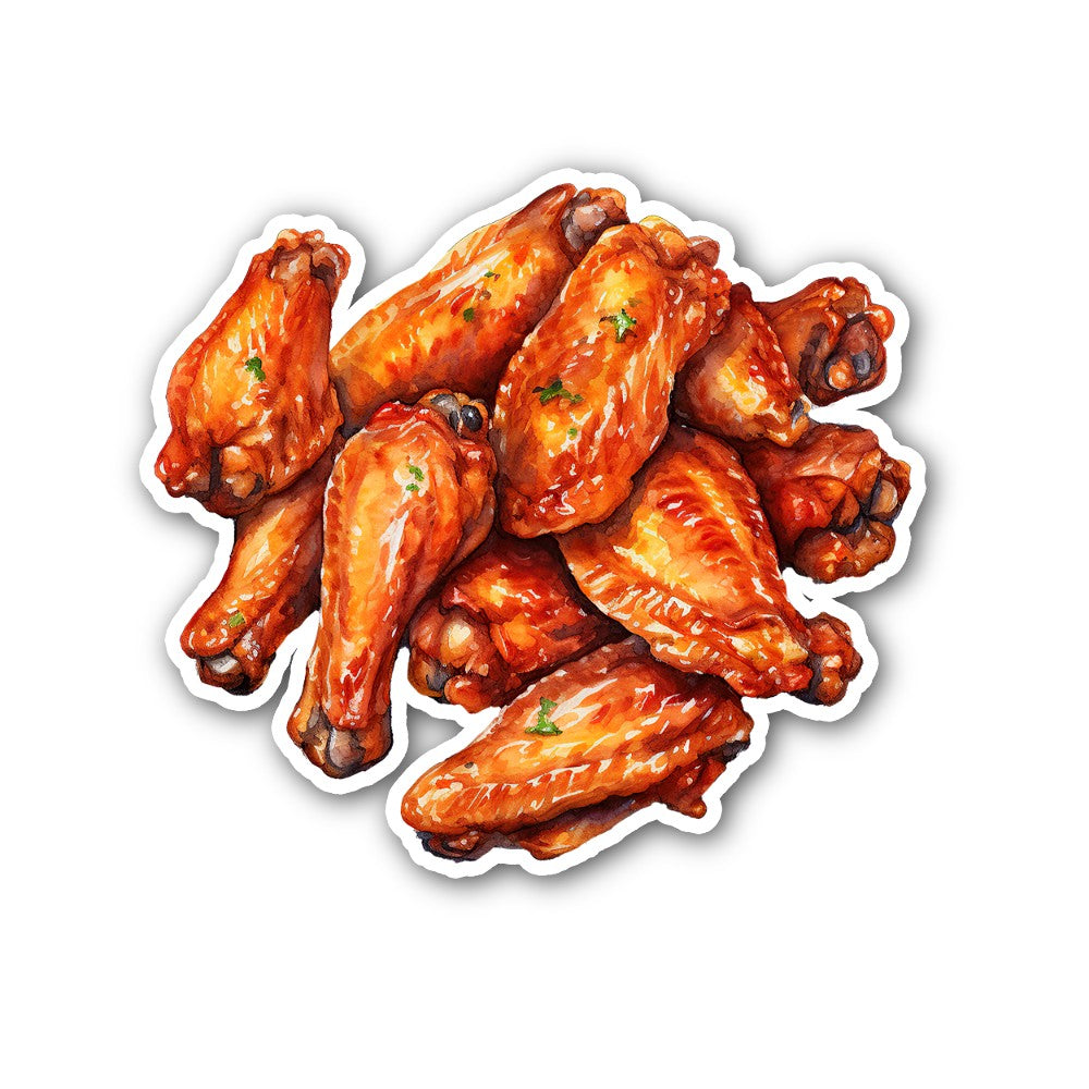 Tasty Chicken Wings Sticker, Waterproof Vinyl Decal Sticker Indoor Or Outdoor 2 (Pieces) 3" and 5"