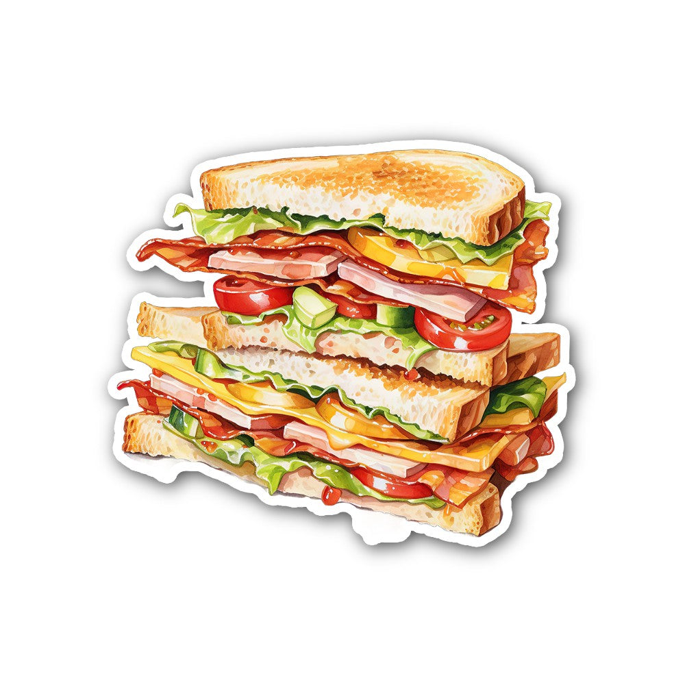 Tasty Sandwich Sticker, Waterproof Vinyl Decal Sticker Indoor Or Outdoor 2 (Pieces) 3" and 5"