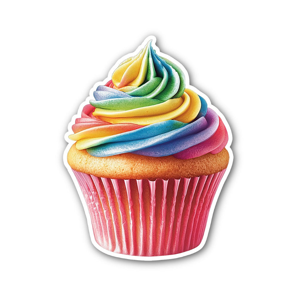 Homemade Cute Cupcake Sticker, Waterproof Vinyl Decal Sticker Indoor Or Outdoor 2 (Pieces) 3" and 5"