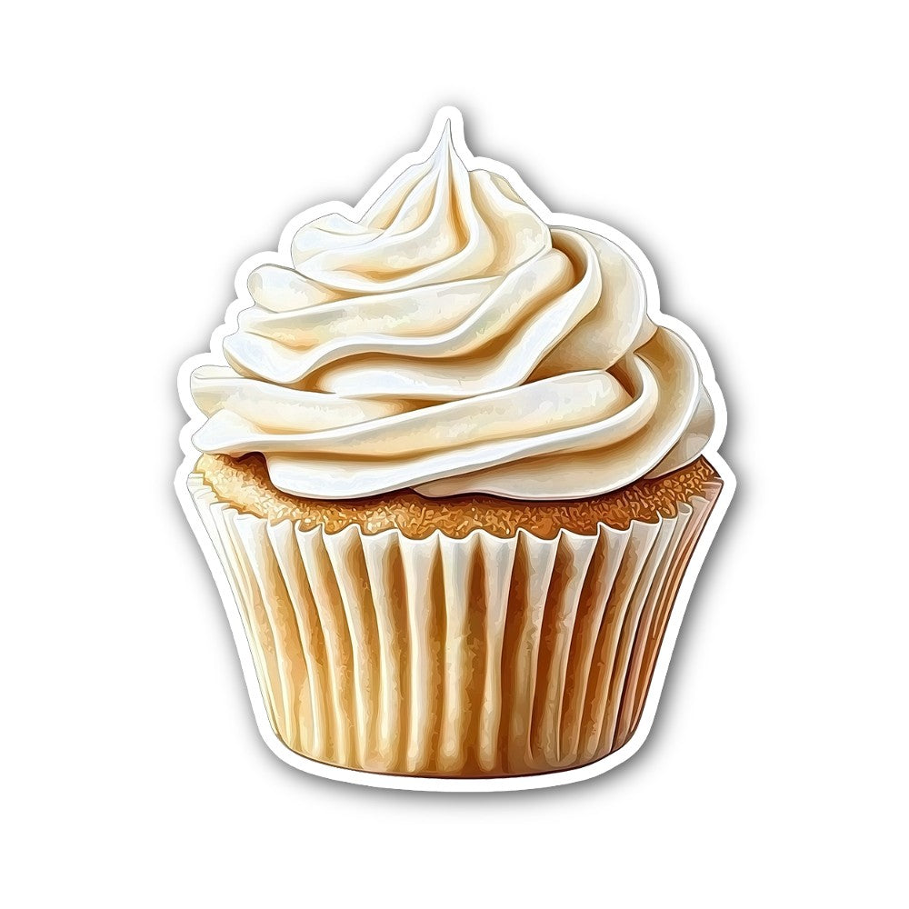 cupcake with white cream Sticker, Waterproof Vinyl Decal Sticker Indoor Or Outdoor 2 (Pieces) 3" and 5"