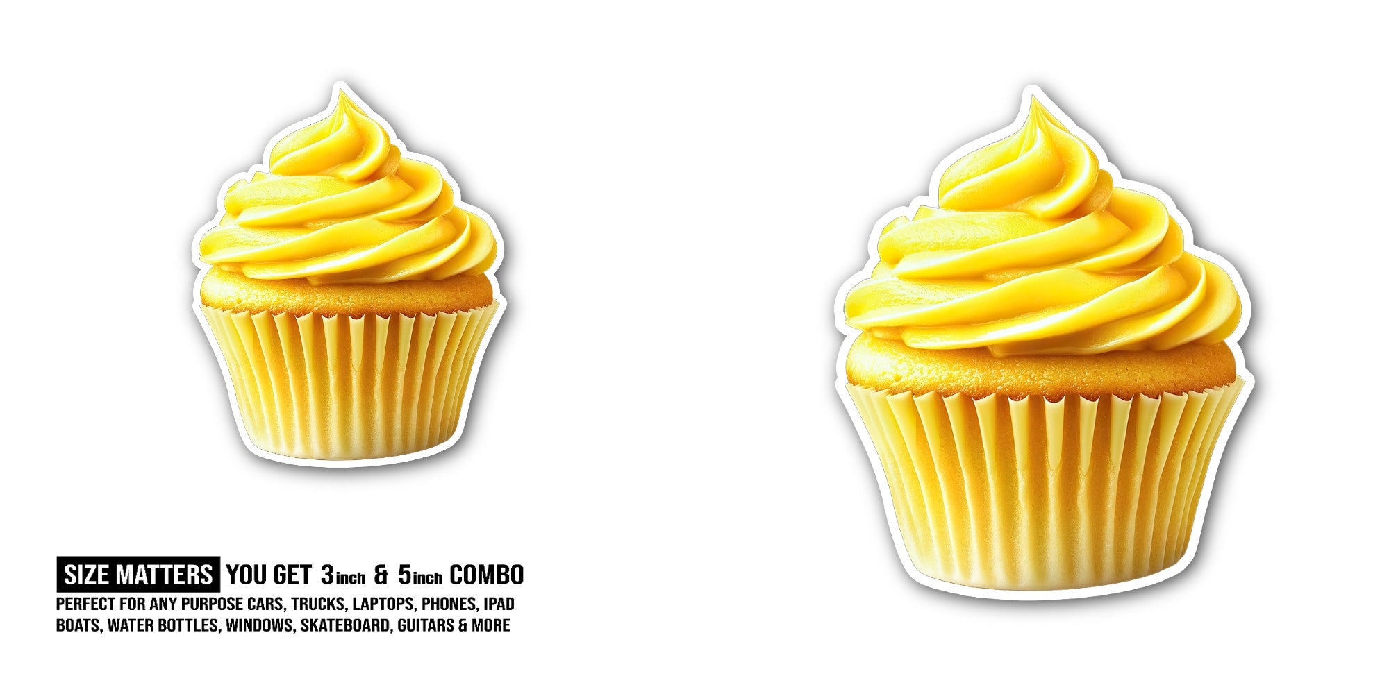 small cake design Sticker, Waterproof Vinyl Decal Sticker Indoor Or Outdoor 2 (Pieces) 3" and 5"
