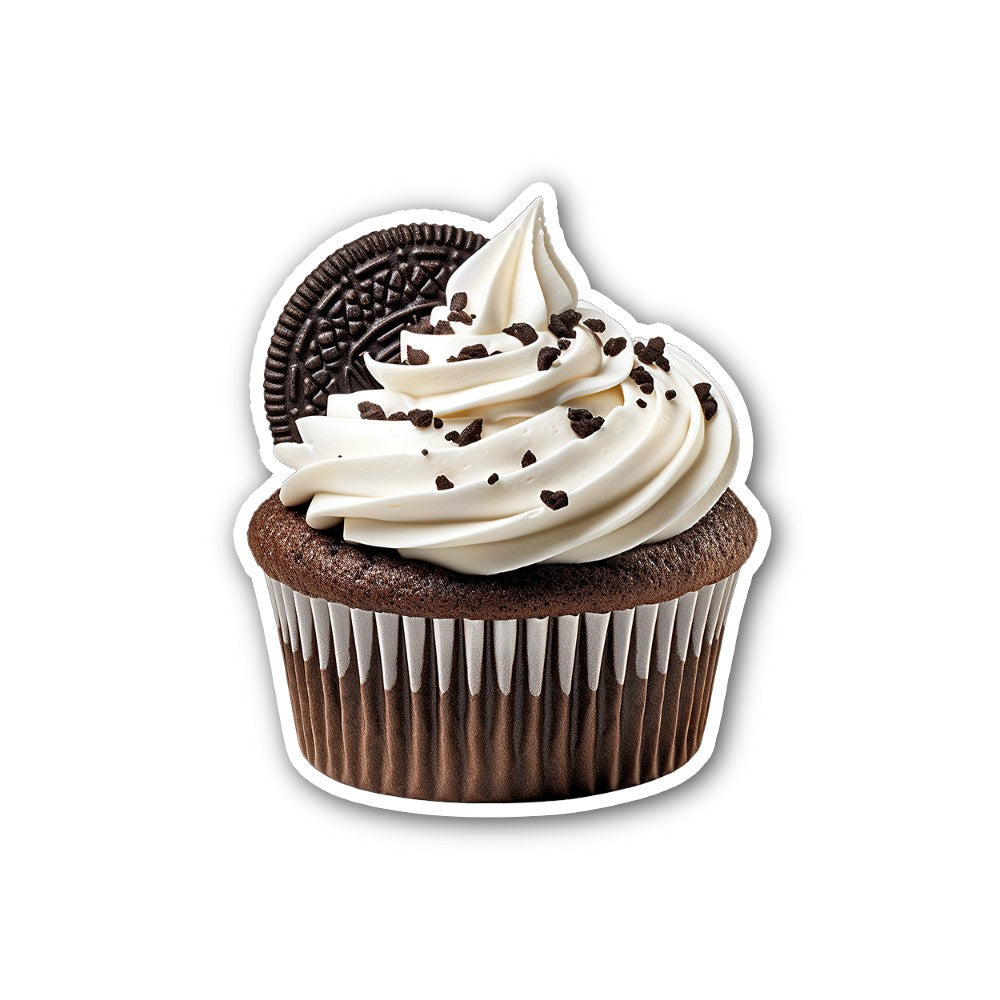 Cookies & Cream With Cupcake Sticker, Waterproof Vinyl Decal Sticker Indoor Or Outdoor 2 (Pieces) 3" and 5"