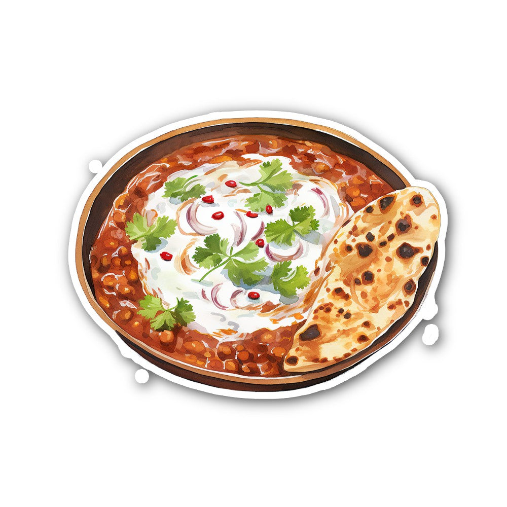 Tasty masala Curry With Paratha Sticker, Waterproof Vinyl Decal Sticker Indoor Or Outdoor 2 (Pieces) 3" and 5"