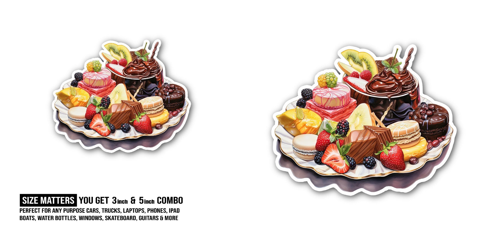 Sweets Hamper Plate Sticker, Waterproof Vinyl Decal Sticker Indoor Or Outdoor 2 (Pieces) 3" and 5"