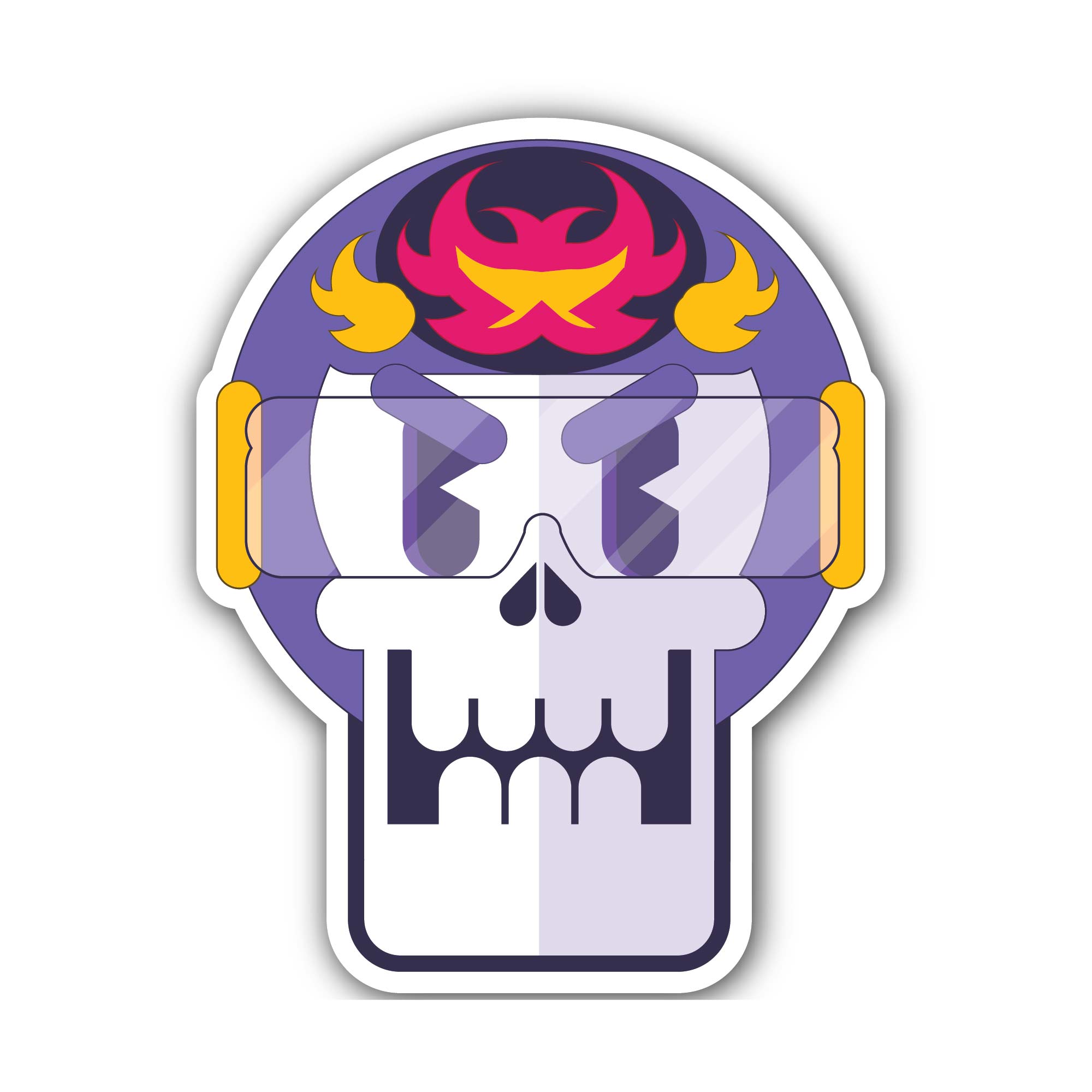 Flaming Skull Sticker, Waterproof Vinyl Decal Sticker Indoor Or Outdoor 2 (Pieces) 3" and 5"