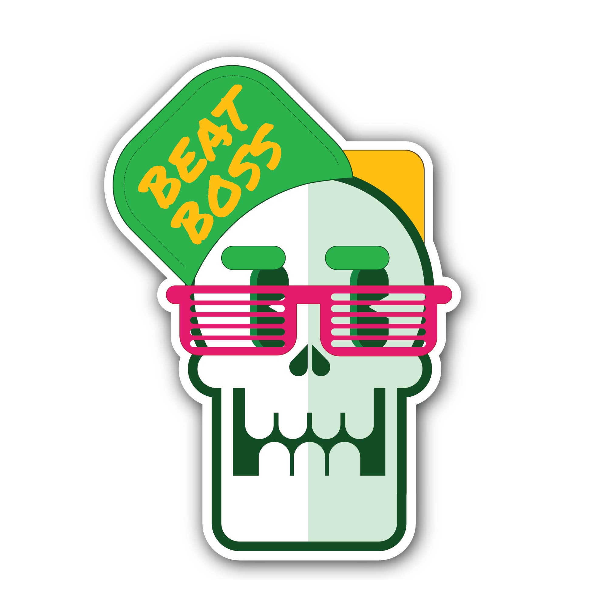 Best Boss Skull Head Sticker, Waterproof Vinyl Decal Sticker Indoor Or Outdoor 2 (Pieces) 3" and 5"