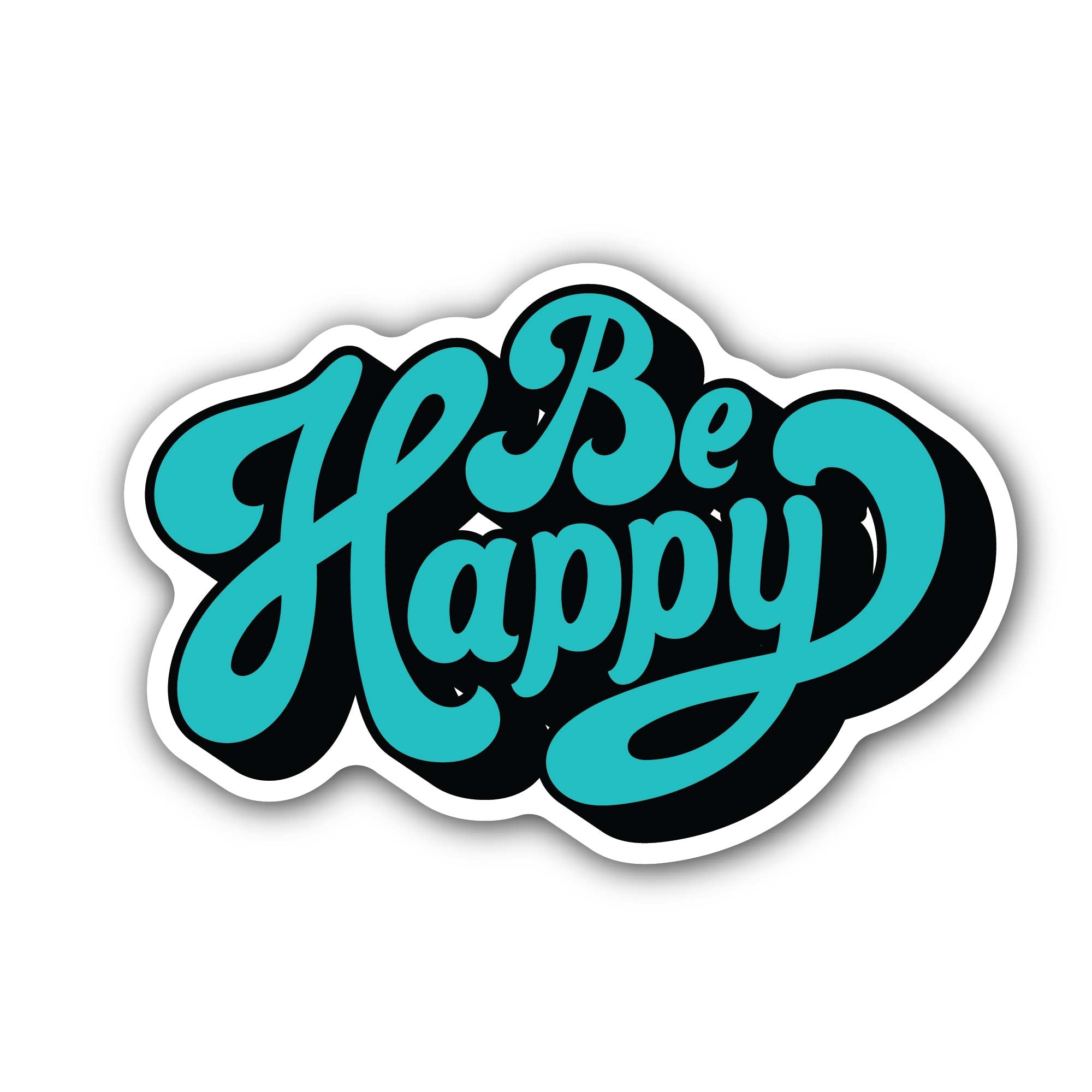 Be Happy Vector Sticker, Waterproof Vinyl Decal Sticker Indoor Or Outdoor 2 (Pieces) 3" and 5"