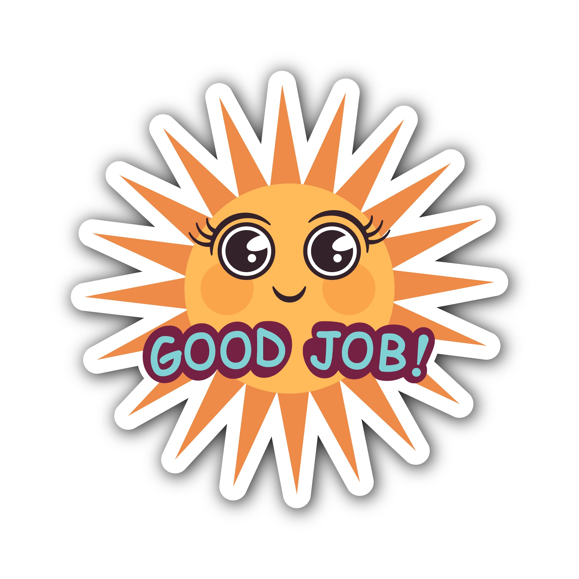 Cute Sun Sticker, Waterproof Vinyl Decal Sticker Indoor Or Outdoor 2 (Pieces) 3" and 5"