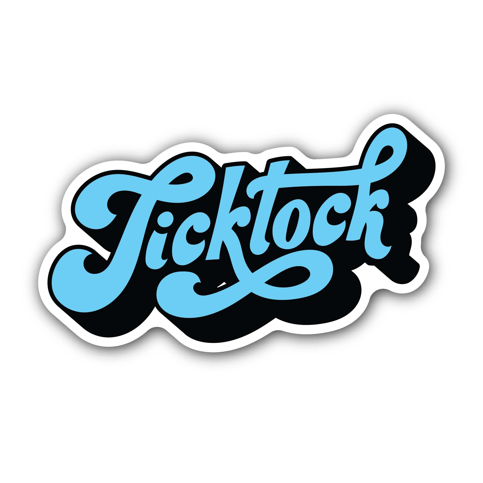 Tick Tock Word Sticker, Waterproof Vinyl Decal Sticker Indoor Or Outdoor 2 (Pieces) 3" and 5"