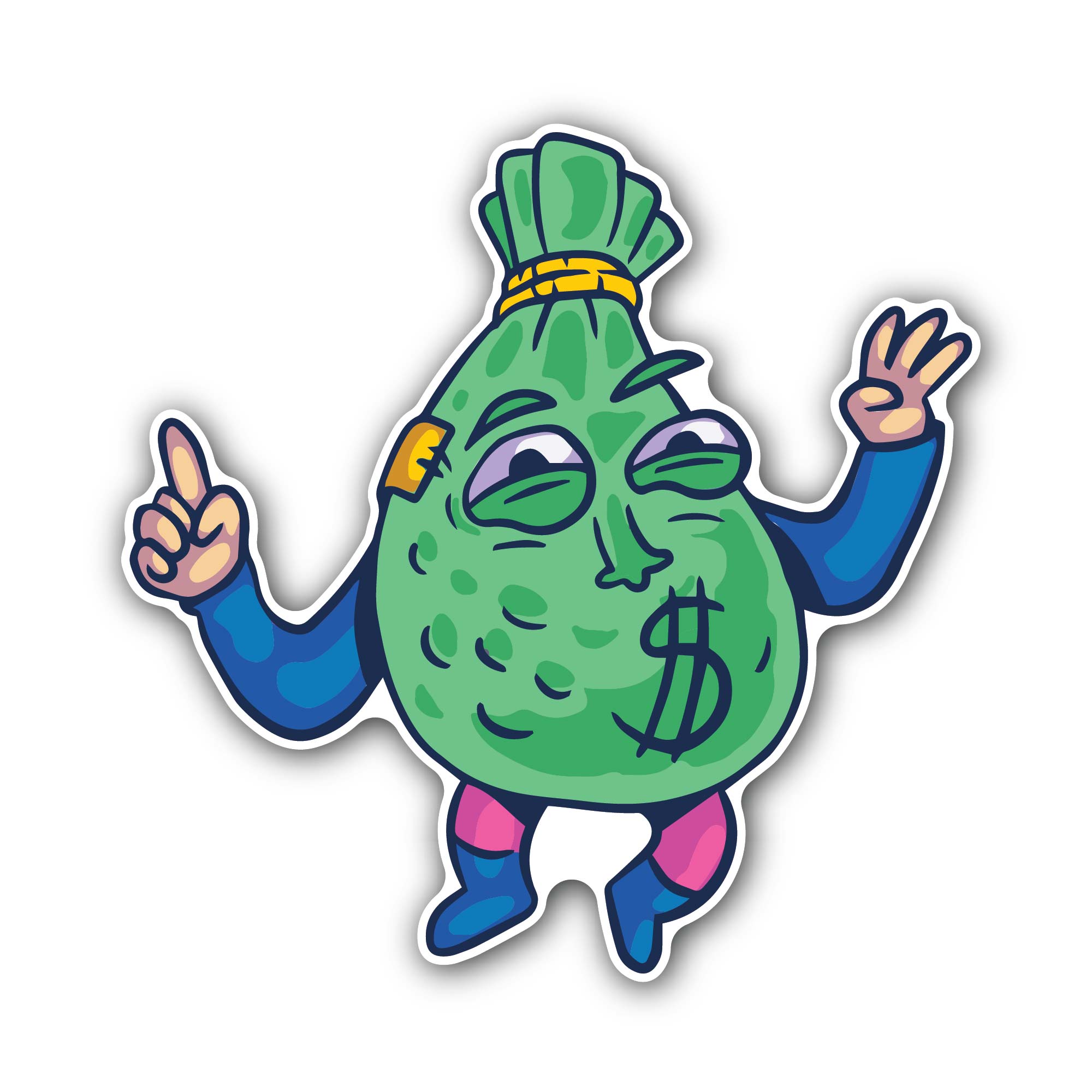 Funky Doodle Sticker, Waterproof Vinyl Decal Sticker Indoor Or Outdoor 2 (Pieces) 3" and 5"