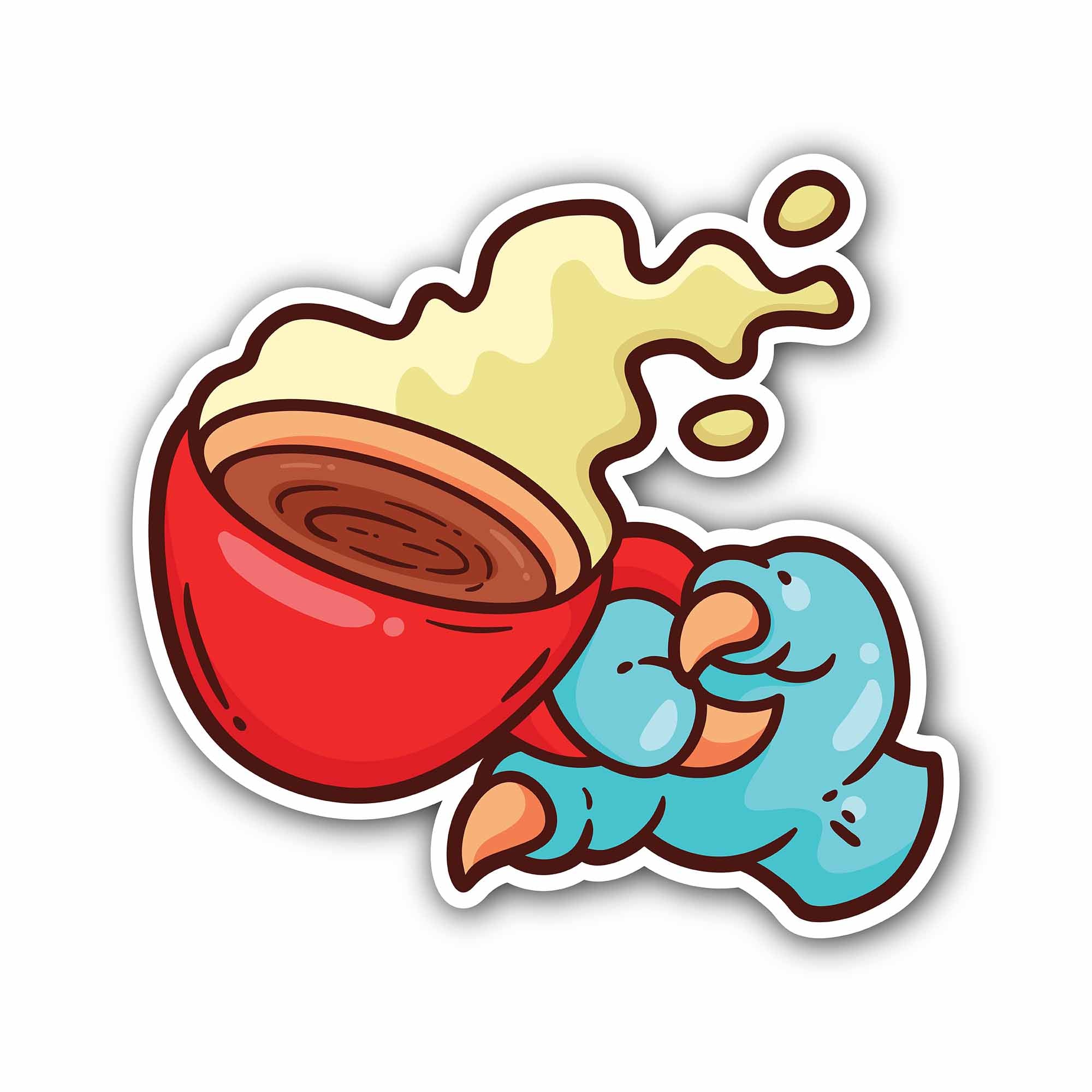 Coffee Cup & Dinosaur Hand Sticker, Waterproof Vinyl Decal Sticker Indoor Or Outdoor 2 (Pieces) 3" and 5"