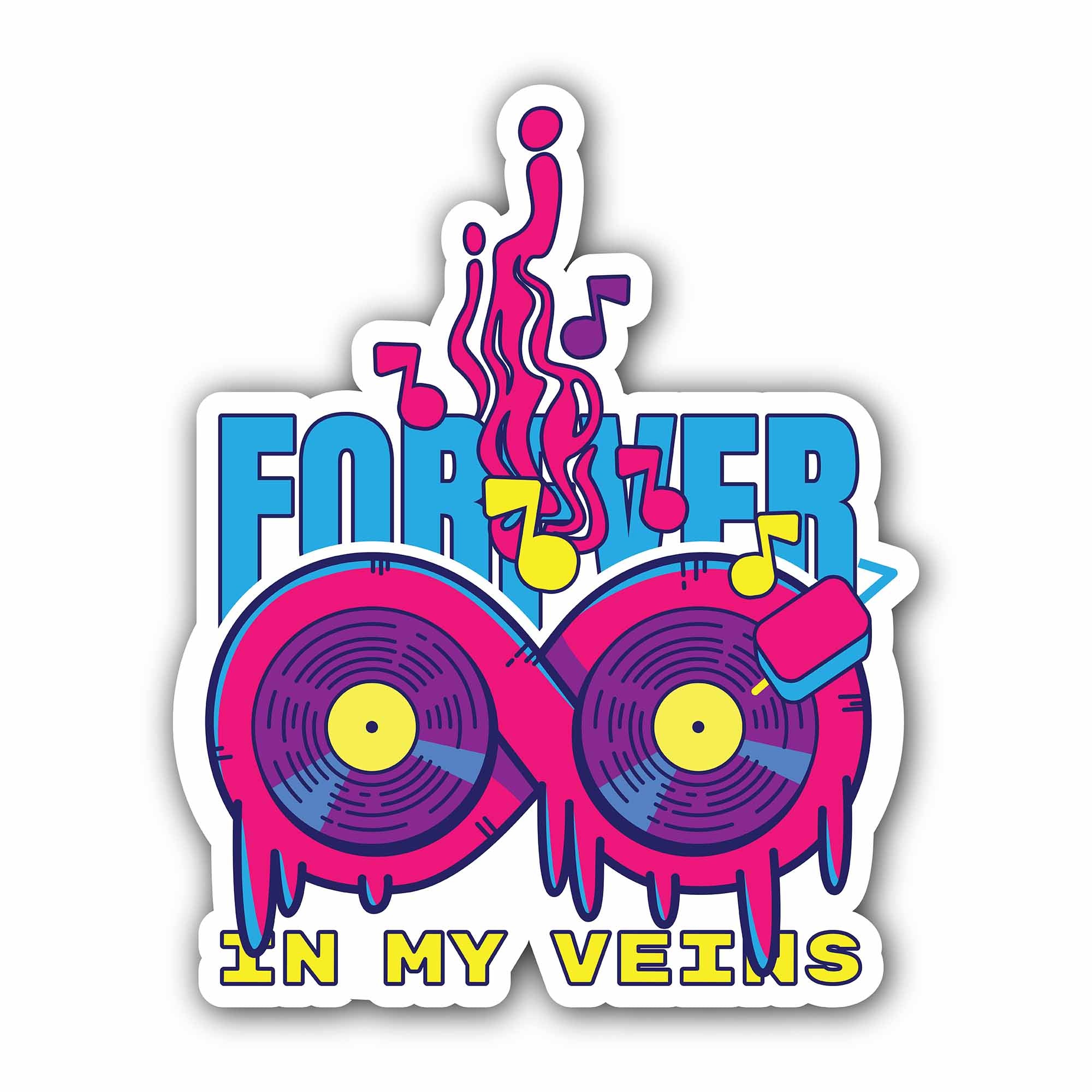 In My Veins Sticker, Waterproof Vinyl Decal Sticker Indoor Or Outdoor 2 (Pieces) 3" and 5"