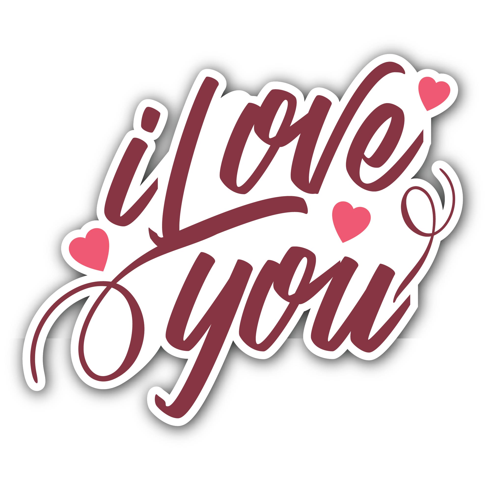 I Love You Sticker, Waterproof Vinyl Decal Sticker Indoor Or Outdoor 2 (Pieces) 3" and 5"