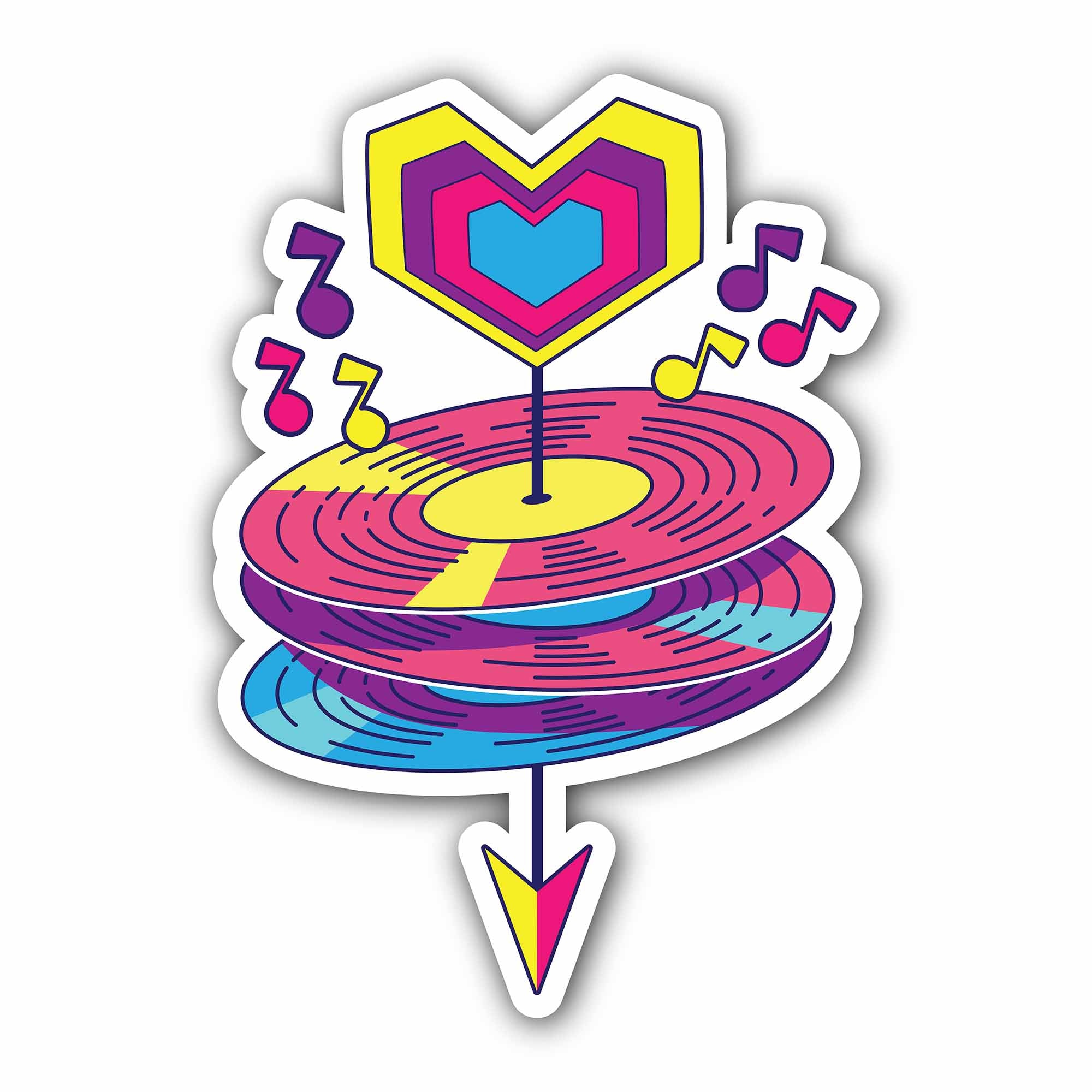 Colorful Musical Sticker, Waterproof Vinyl Decal Sticker Indoor Or Outdoor 2 (Pieces) 3" and 5"
