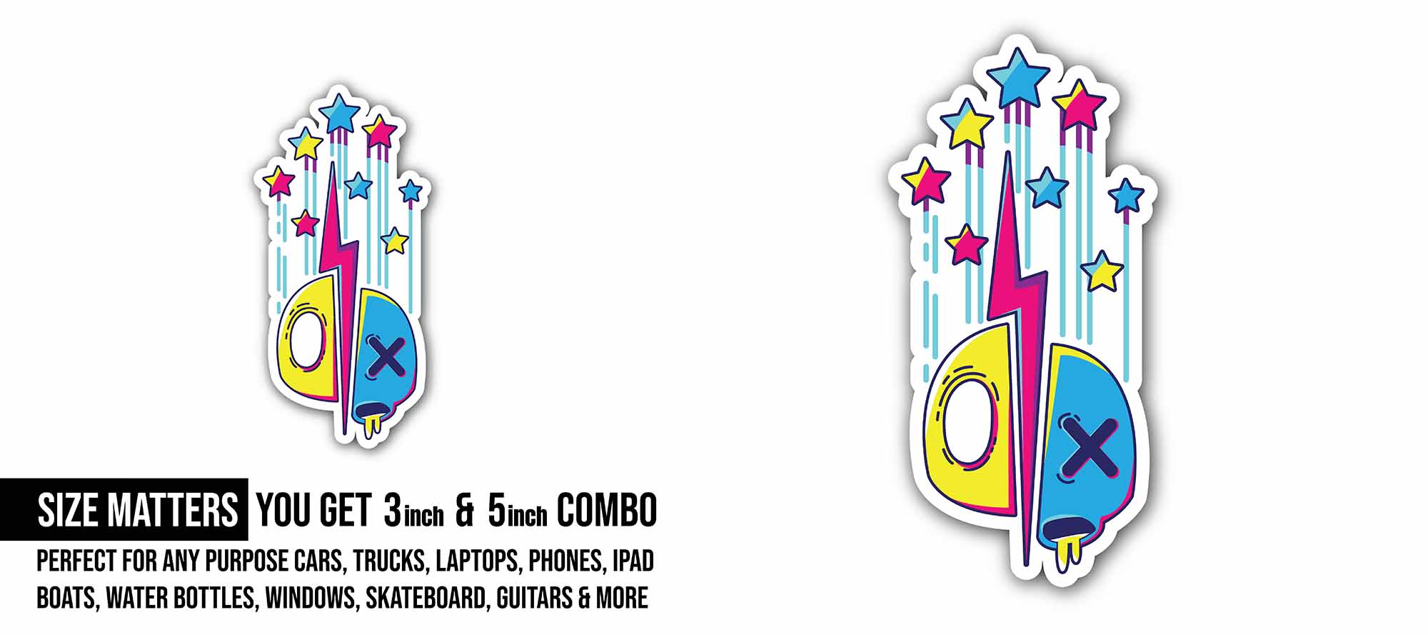Alien Invasion Sticker, Waterproof Vinyl Decal Sticker Indoor Or Outdoor 2 (Pieces) 3" and 5"