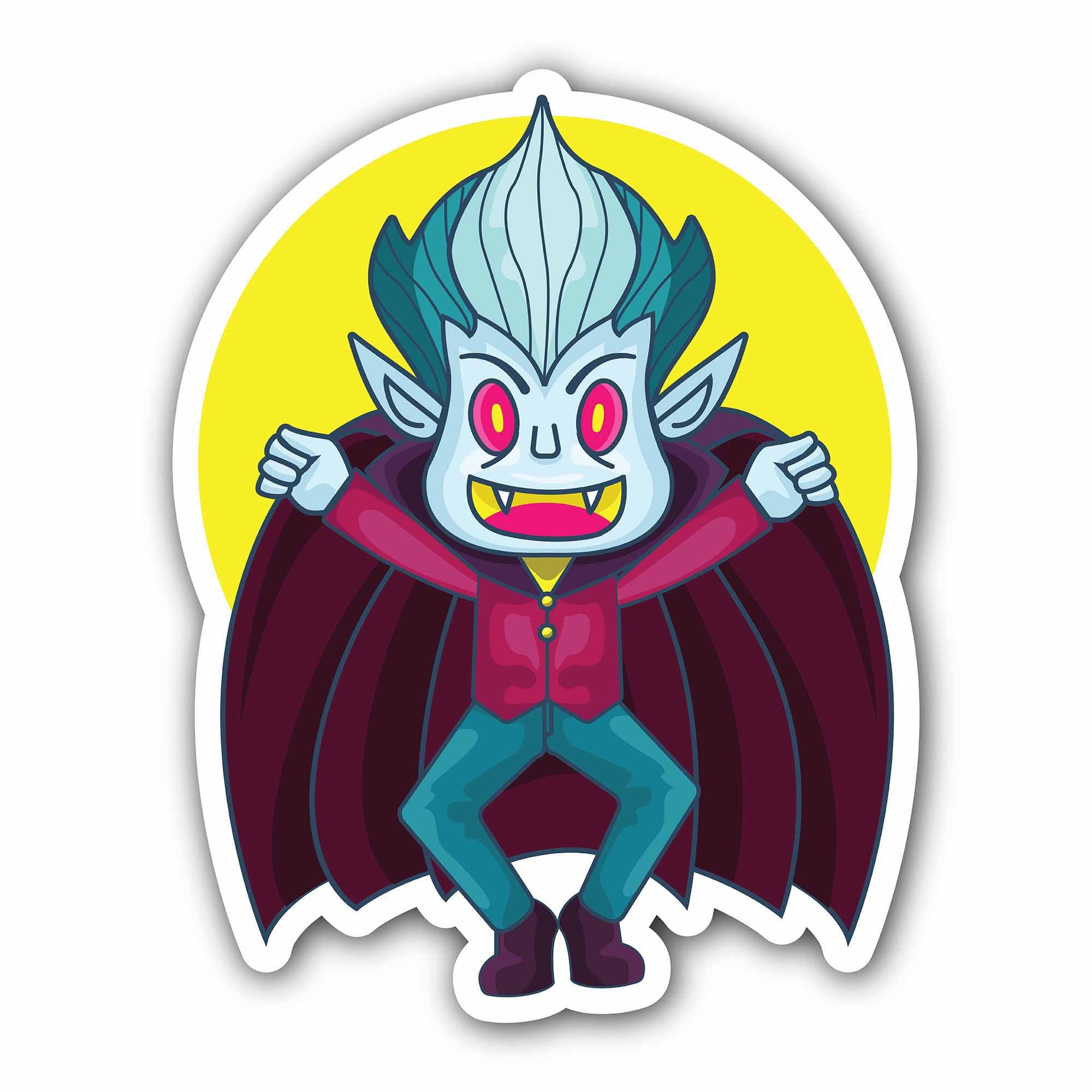 Cute Vampire Sticker, Waterproof Vinyl Decal Sticker Indoor Or Outdoor 2 (Pieces) 3" and 5"