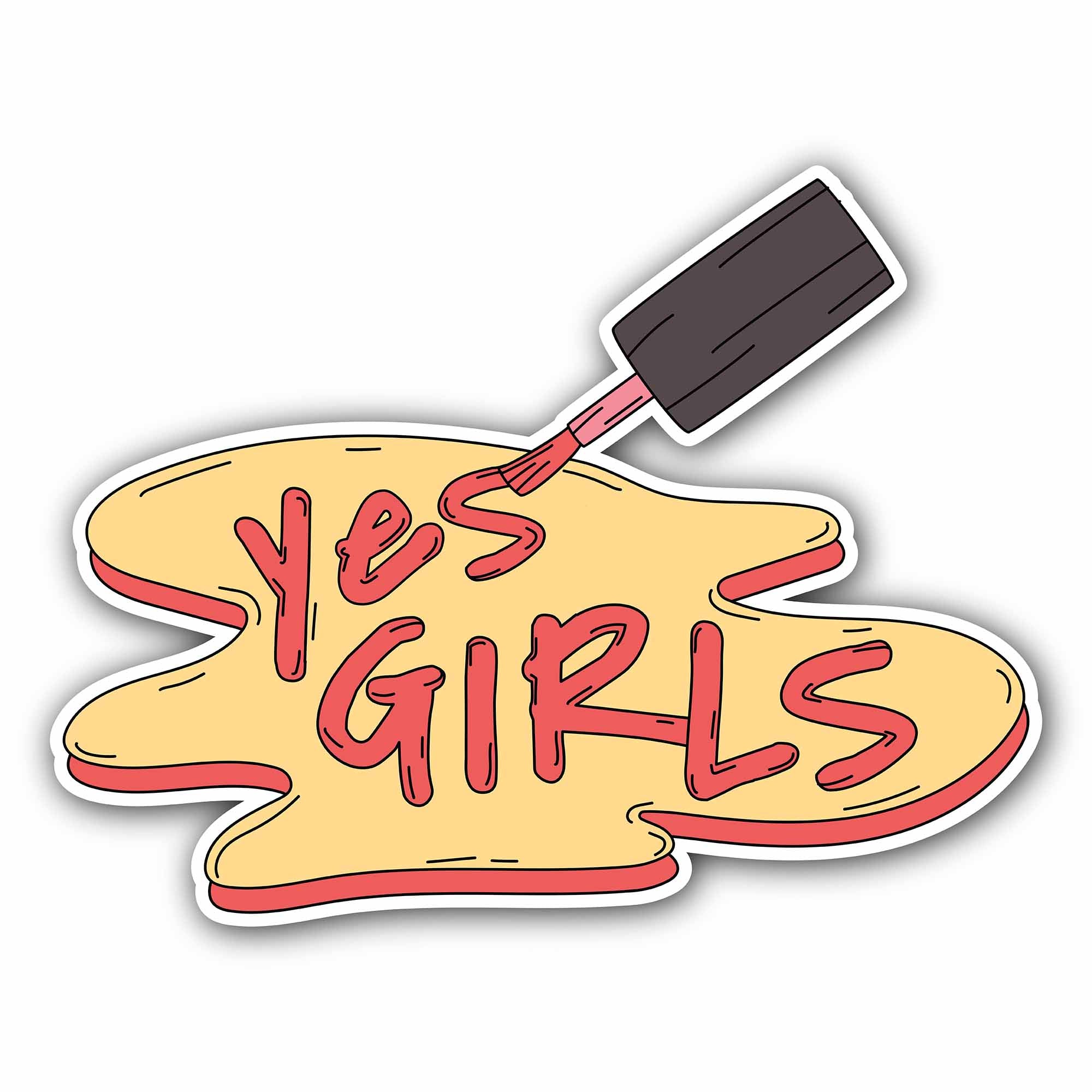 Yes Girl Sticker, Waterproof Vinyl Decal Sticker Indoor Or Outdoor 2 (Pieces) 3" and 5"