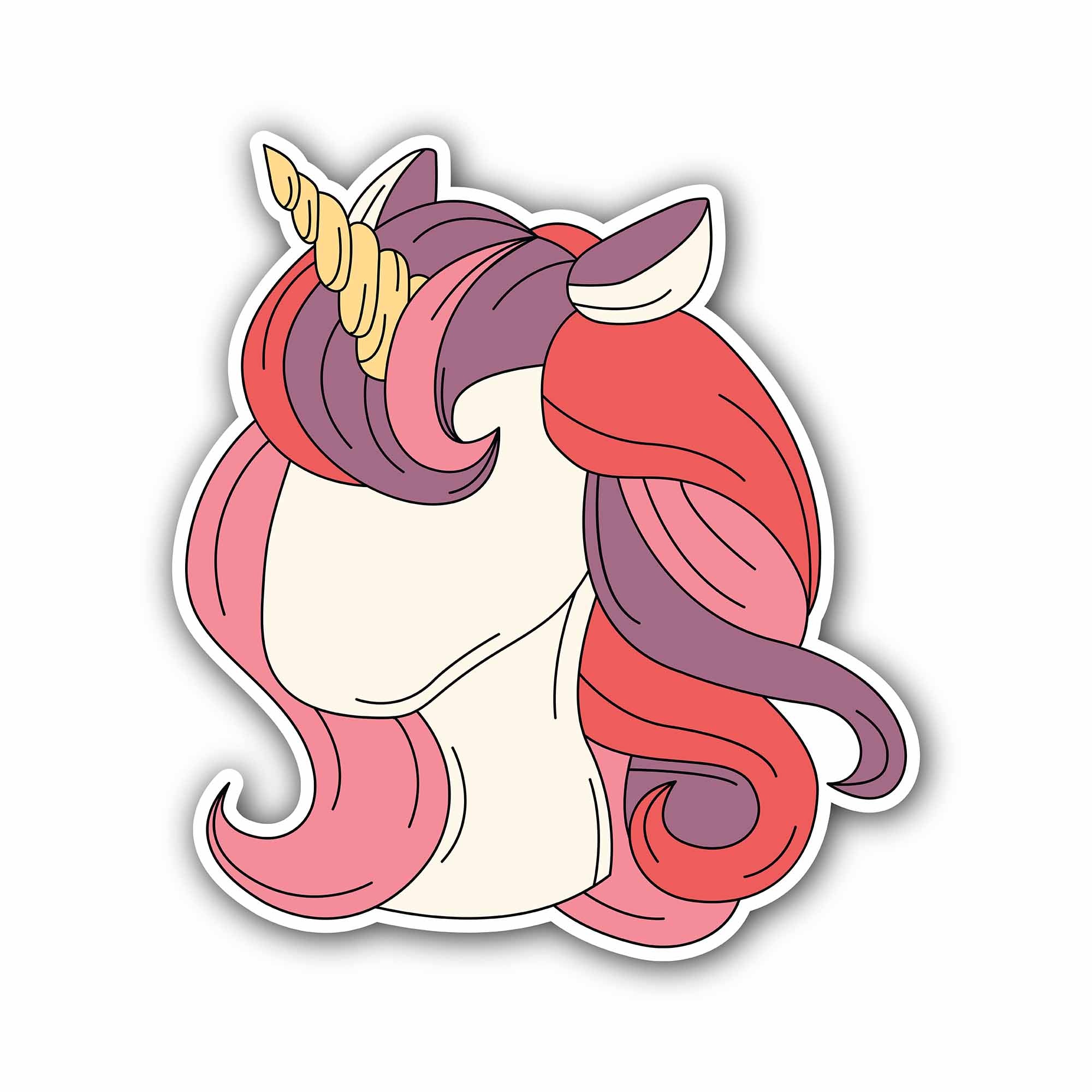 Unicorn Head Sticker, Waterproof Vinyl Decal Sticker Indoor Or Outdoor 2 (Pieces) 3" and 5"