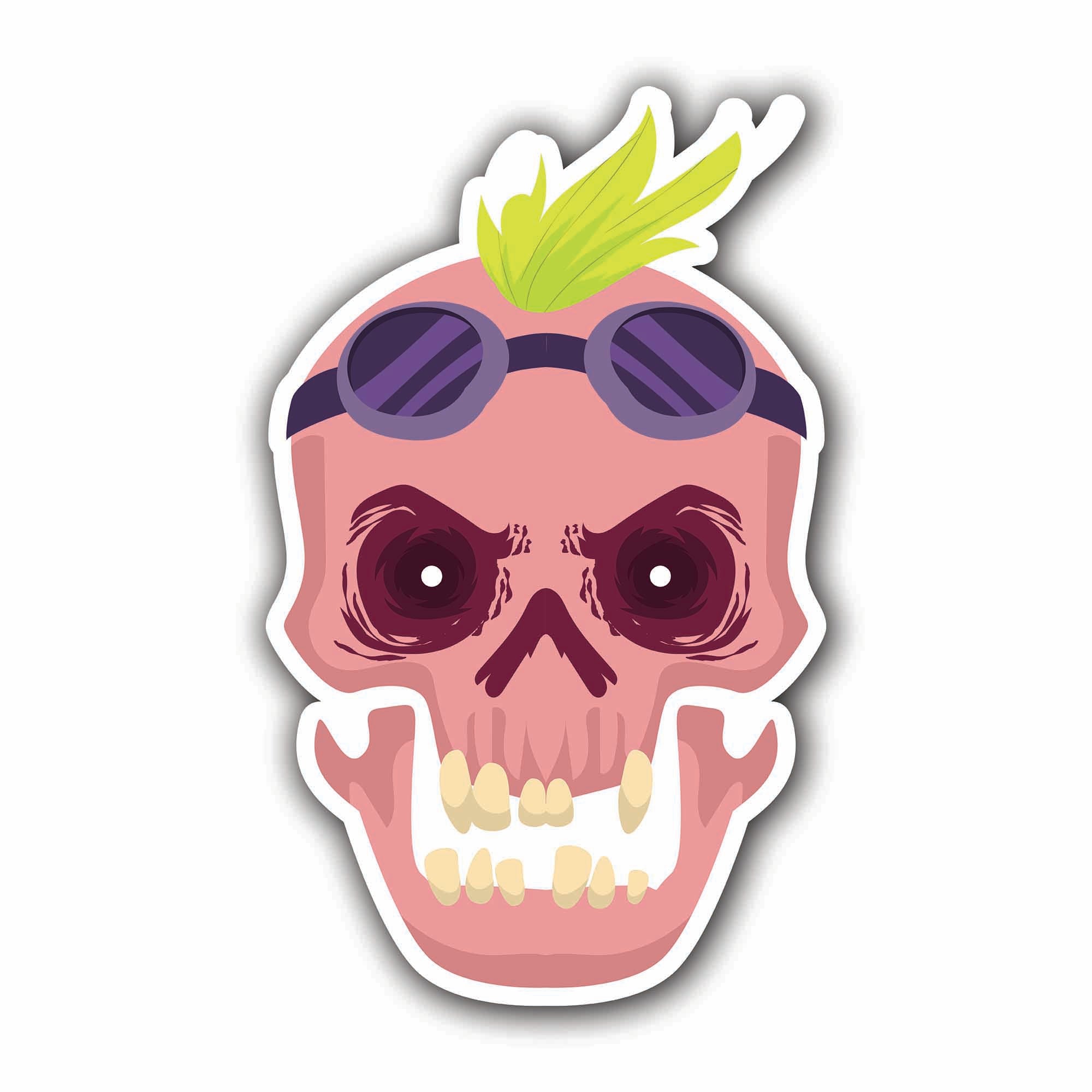 Glasses Skull Sticker, Waterproof Vinyl Decal Sticker Indoor Or Outdoor 2 (Pieces) 3" and 5"