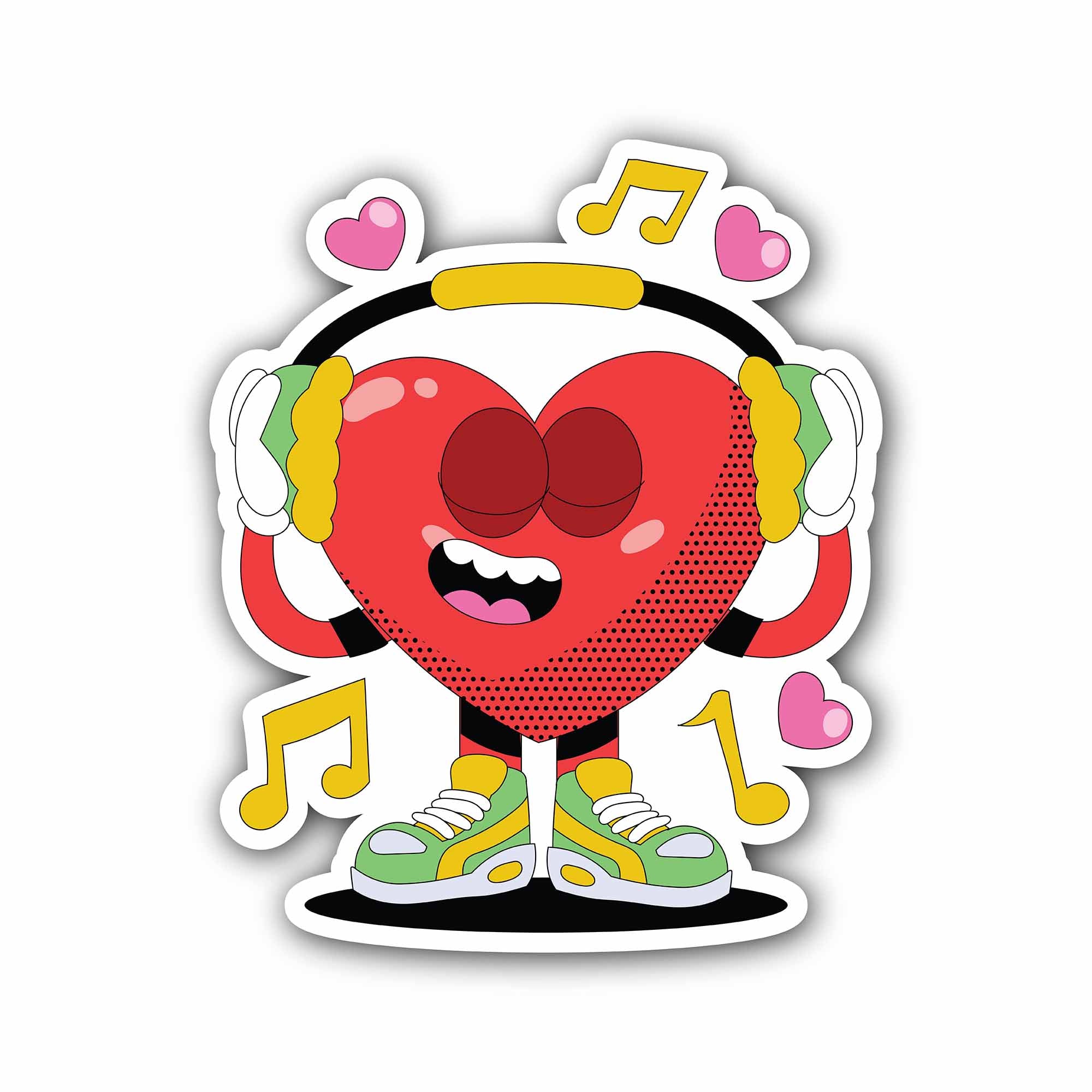 Heart Music Sticker, Waterproof Vinyl Decal Sticker Indoor Or Outdoor 2 (Pieces) 3" and 5"