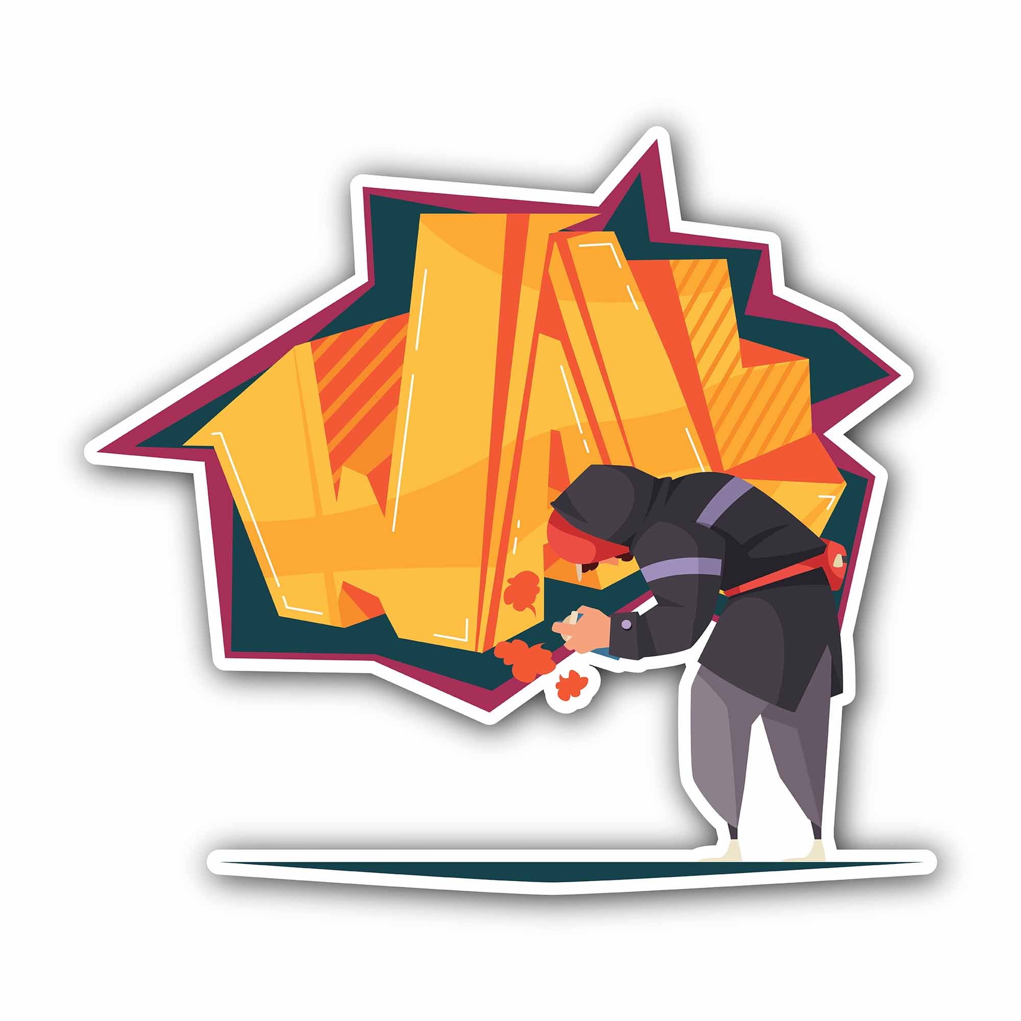 Wall Graffiti Artist Sticker, Waterproof Vinyl Decal Sticker Indoor Or Outdoor 2 (Pieces) 3" and 5"
