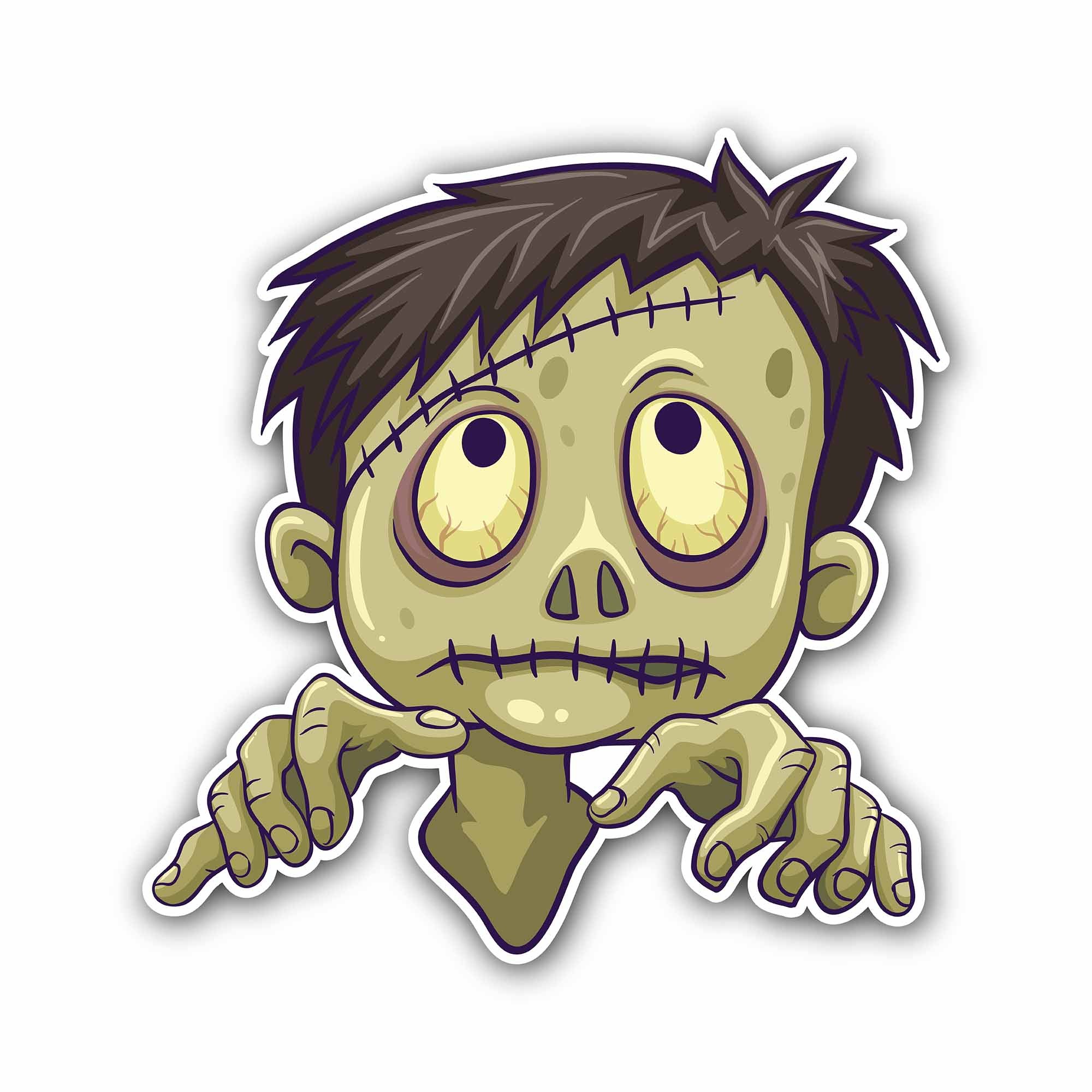 Zombie Face Sticker, Waterproof Vinyl Decal Sticker Indoor Or Outdoor 2 (Pieces) 3" and 5"