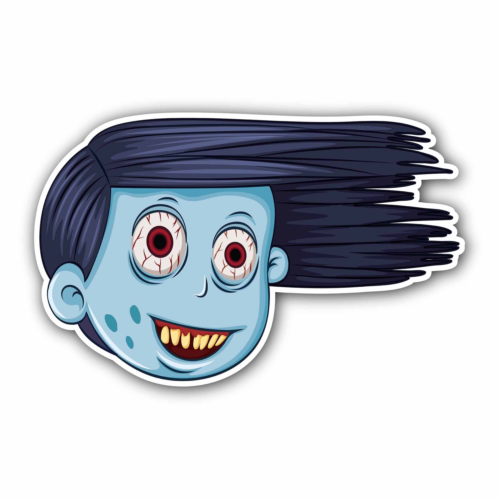 Blue Zombie Girl Sticker, Waterproof Vinyl Decal Sticker Indoor Or Outdoor 2 (Pieces) 3" and 5"