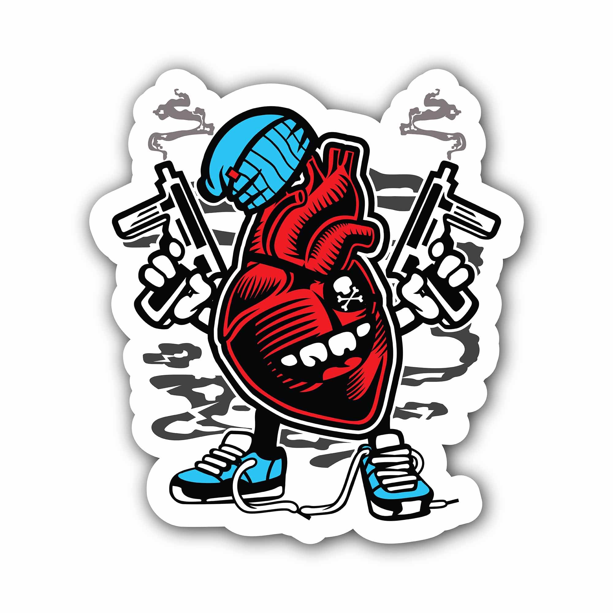 LIFANGMI Red Criminal with Gun Cartoon Sticker, Waterproof Vinyl Decal Sticker Indoor Or Outdoor 2 (Pieces) 3" and 5"