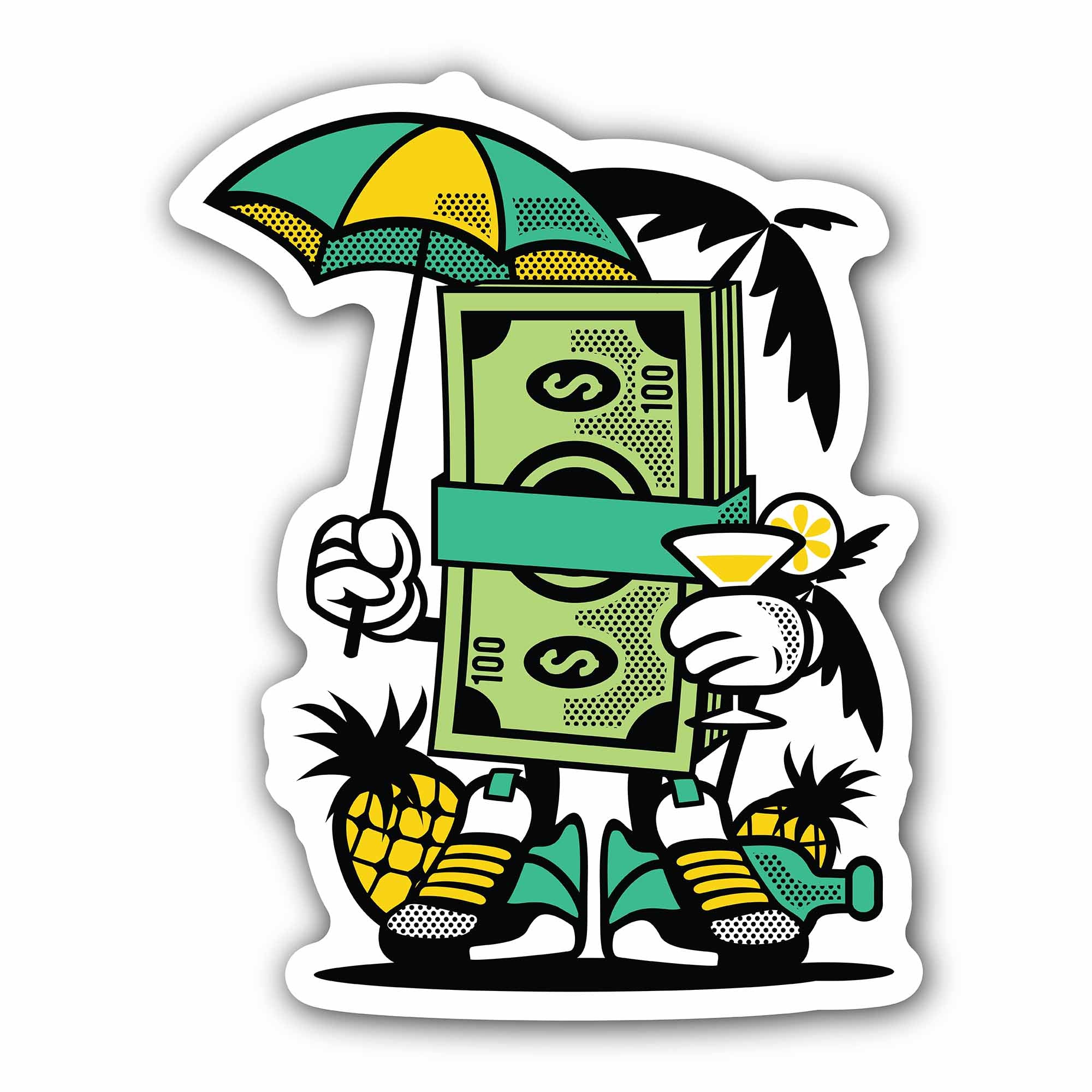 Money Man Sticker, Waterproof Vinyl Decal Sticker Indoor Or Outdoor 2 (Pieces) 3" and 5"