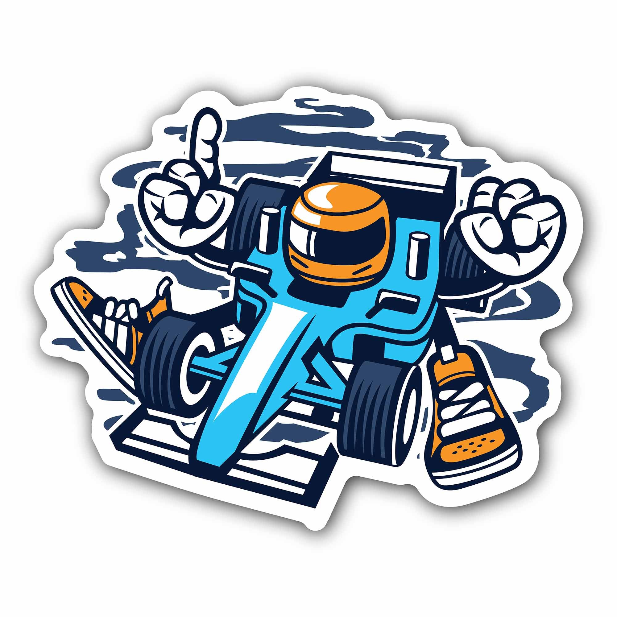 Race Car Sticker, Waterproof Vinyl Decal Sticker Indoor Or Outdoor 2 (Pieces) 3" and 5"