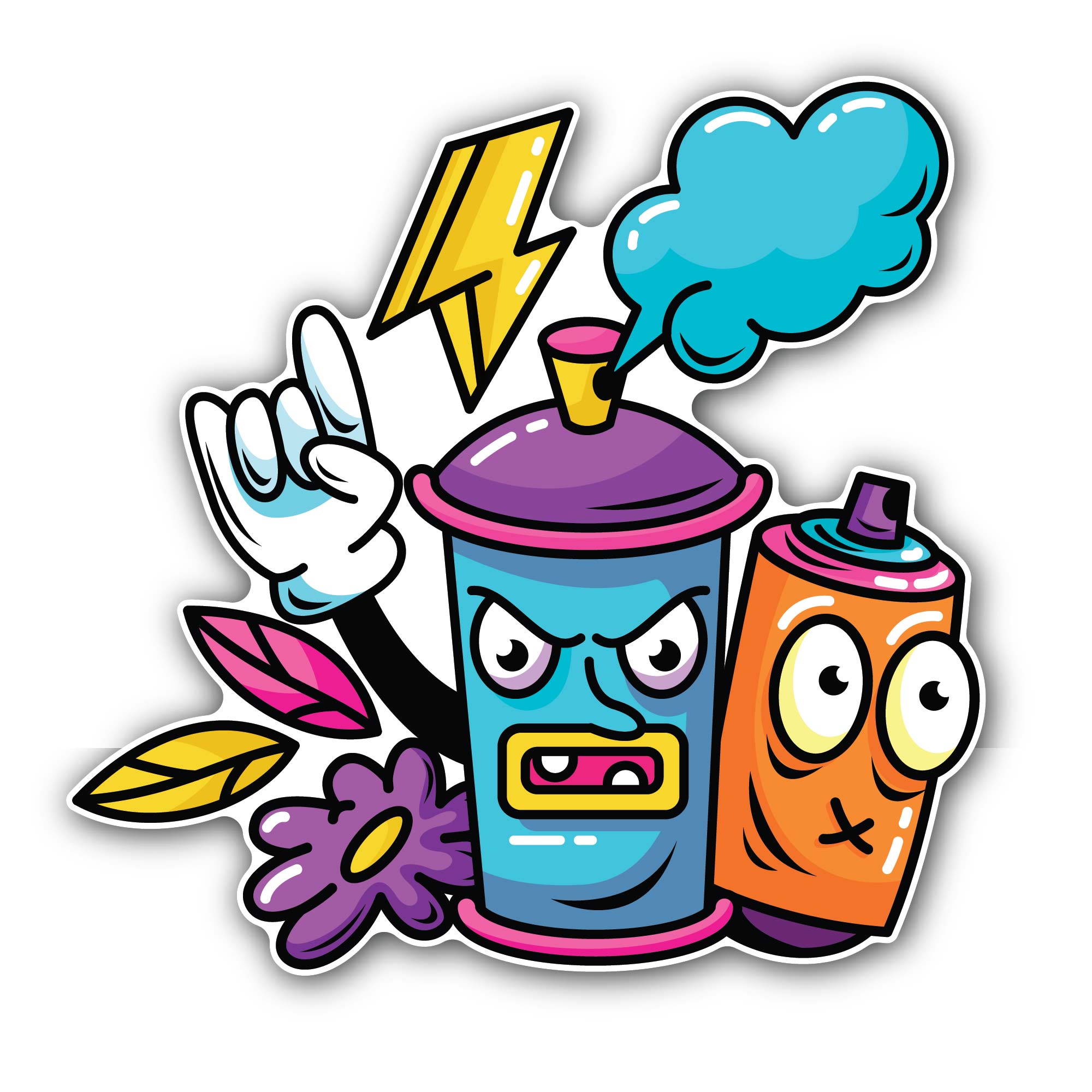 Cute Paint Can Character Sticker, Waterproof Vinyl Decal Sticker Indoor Or Outdoor 2 (Pieces) 3" and 5"