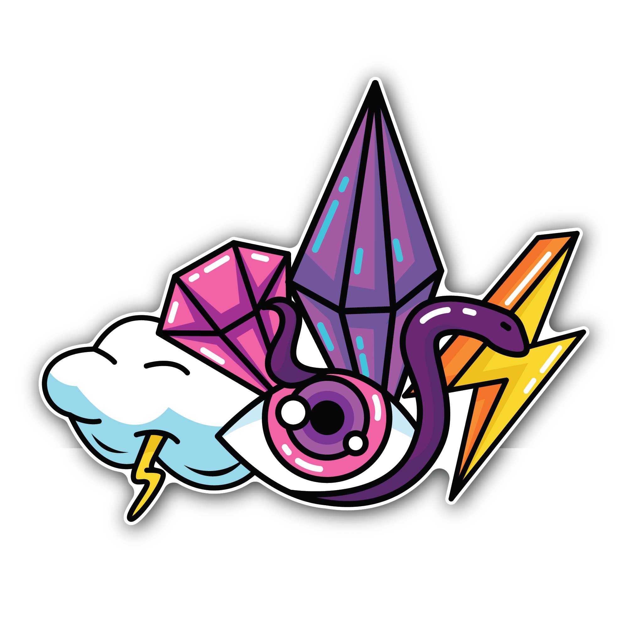 Cartoon Quartz Esoteric Free Vector Sticker, Waterproof Vinyl Decal Sticker Indoor Or Outdoor 2 (Pieces) 3" and 5"
