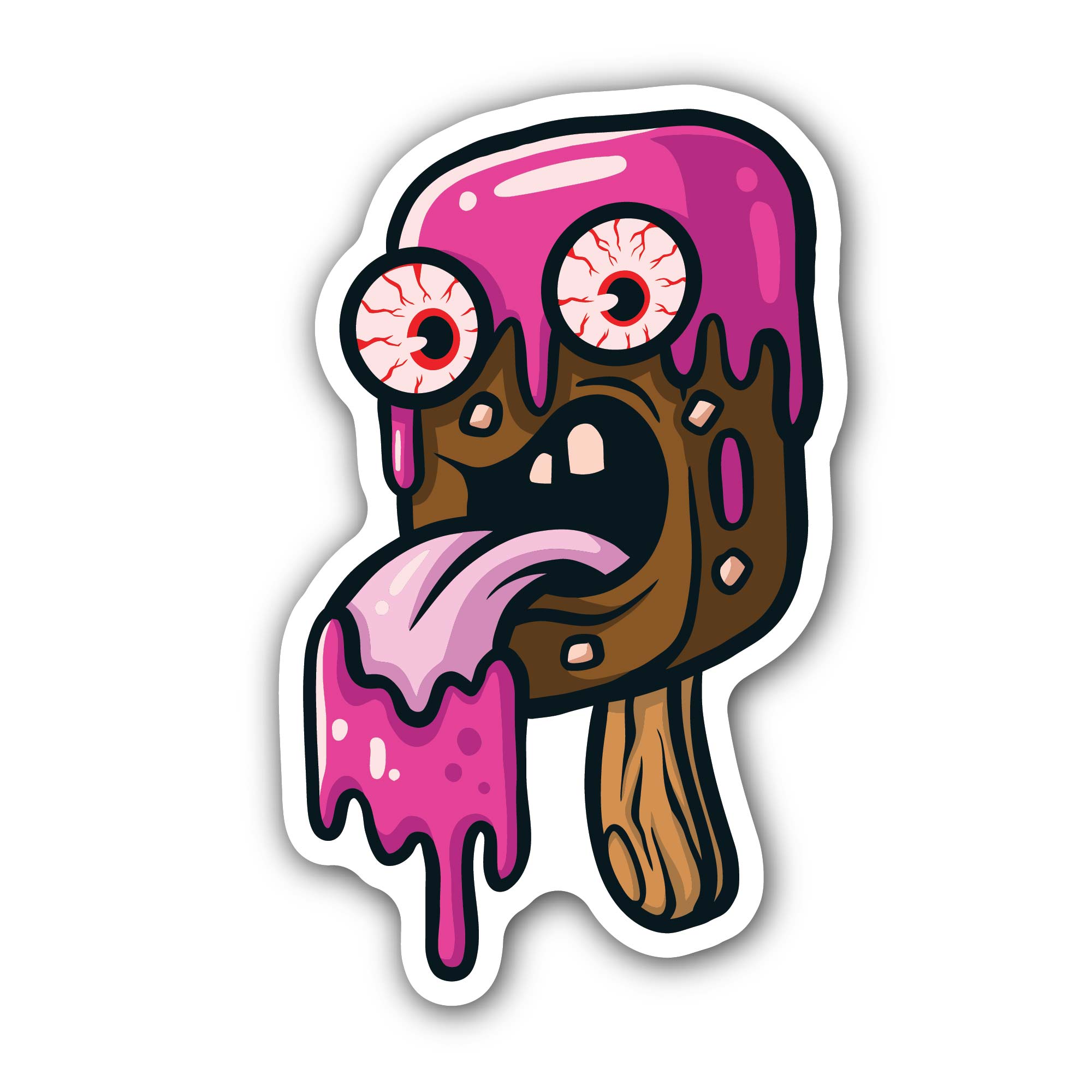 Funny Ice Cream Monster Sticker, Waterproof Vinyl Decal Sticker Indoor Or Outdoor 2 (Pieces) 3" and 5"