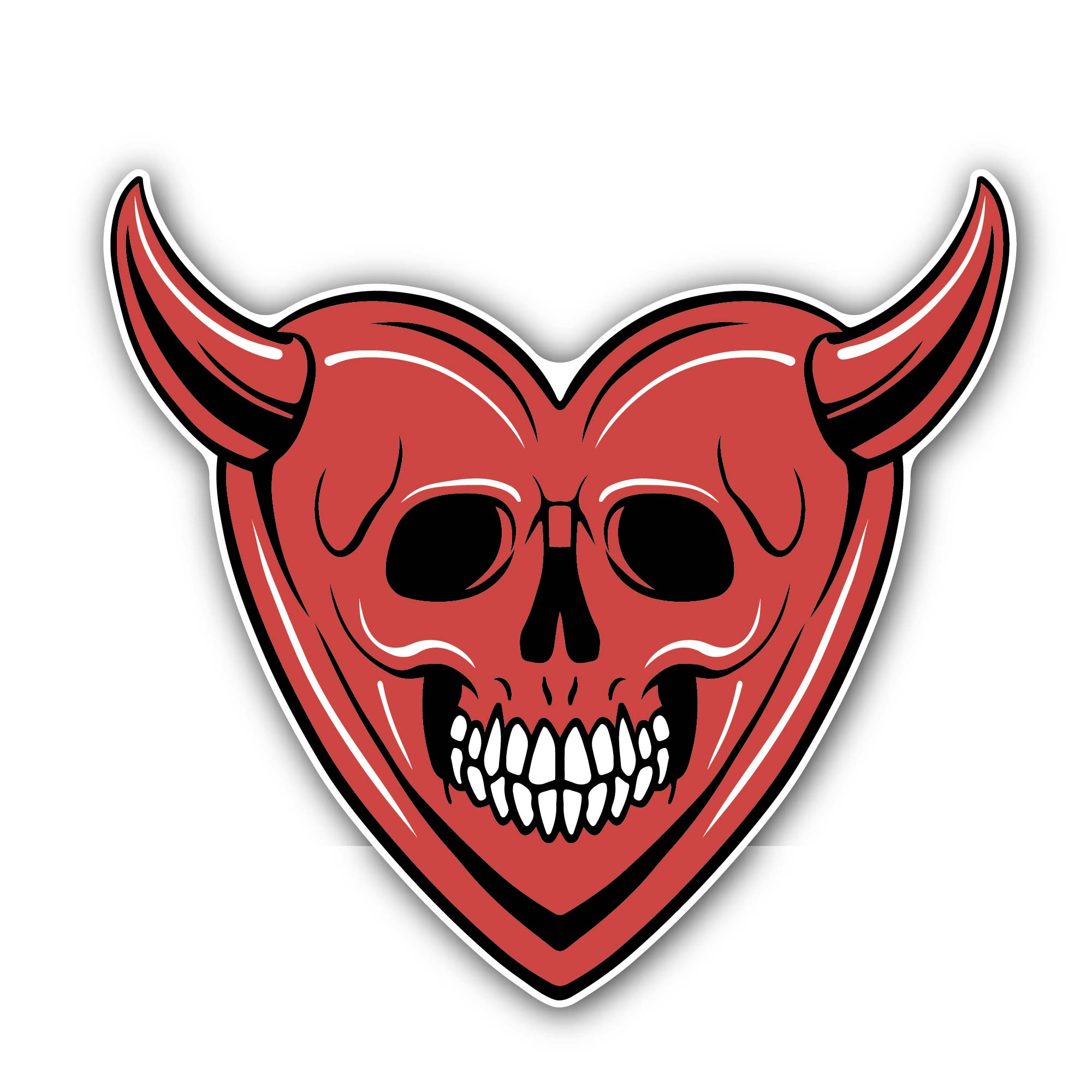 Devil Heart Sticker, Waterproof Vinyl Decal Sticker Indoor Or Outdoor 2 (Pieces) 3" and 5"