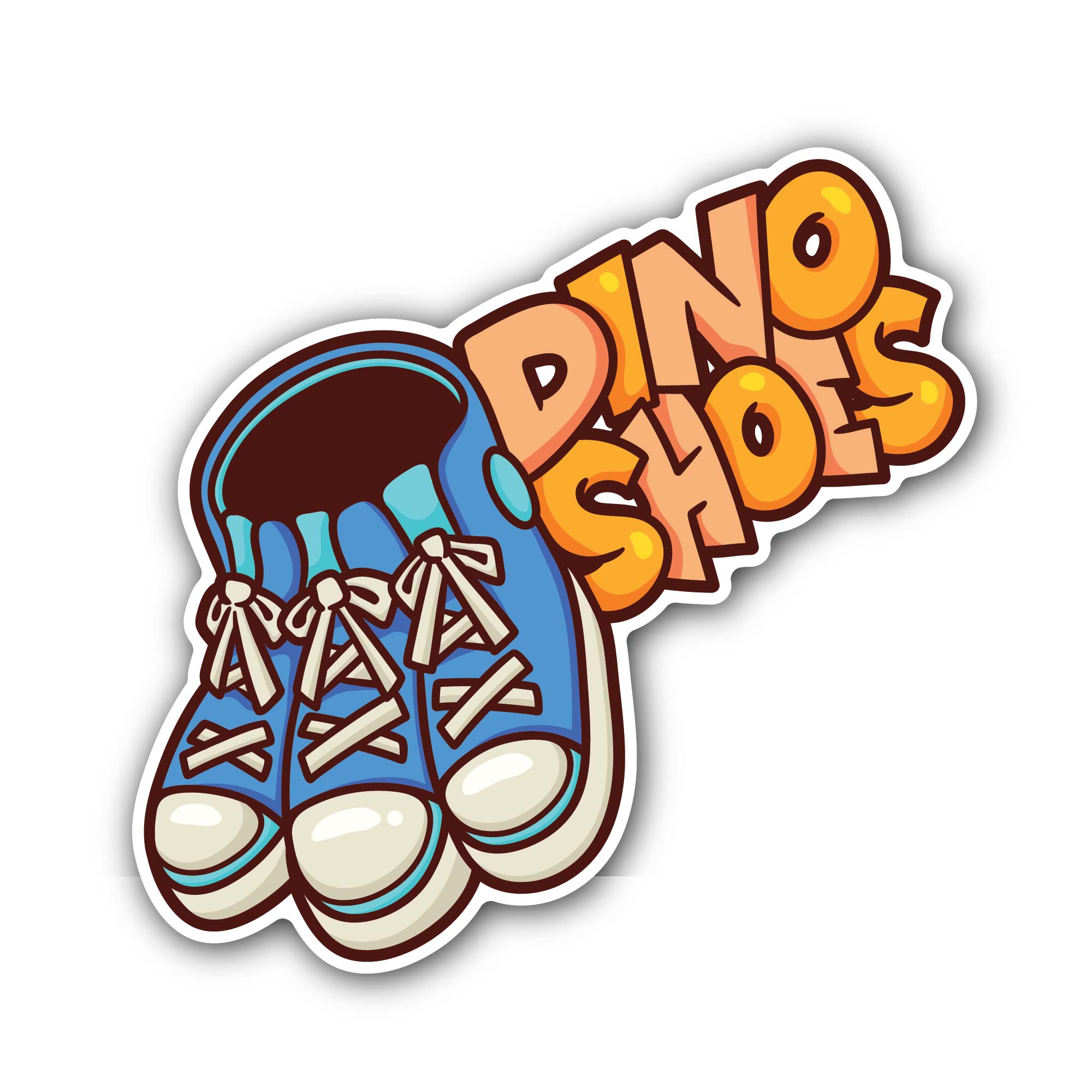 Dino Shoes Sticker, Waterproof Vinyl Decal Sticker Indoor Or Outdoor 2 (Pieces) 3" and 5"