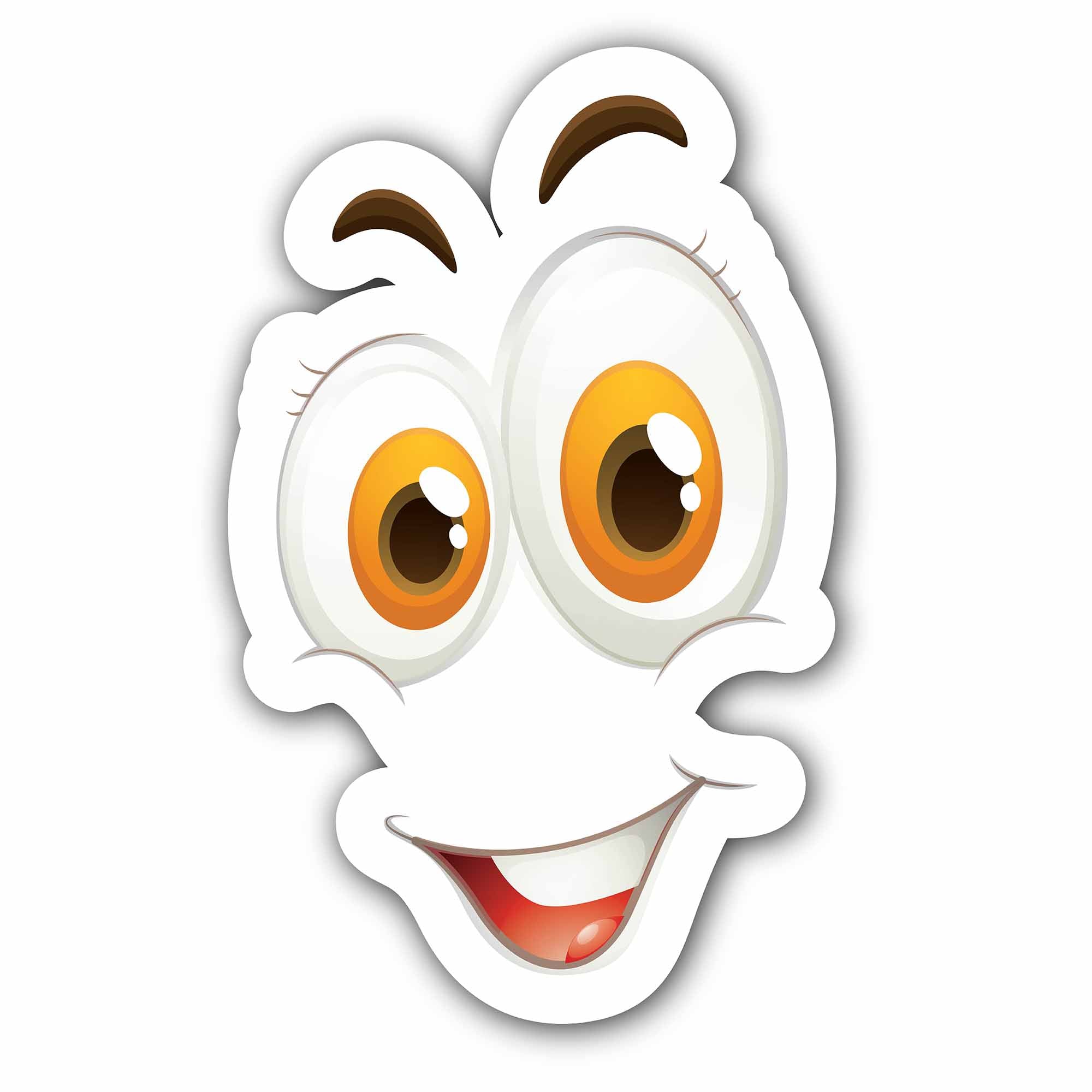 Cute Cartoon face Sticker, Waterproof Vinyl Decal Sticker Indoor Or Outdoor 2 (Pieces) 3" and 5"